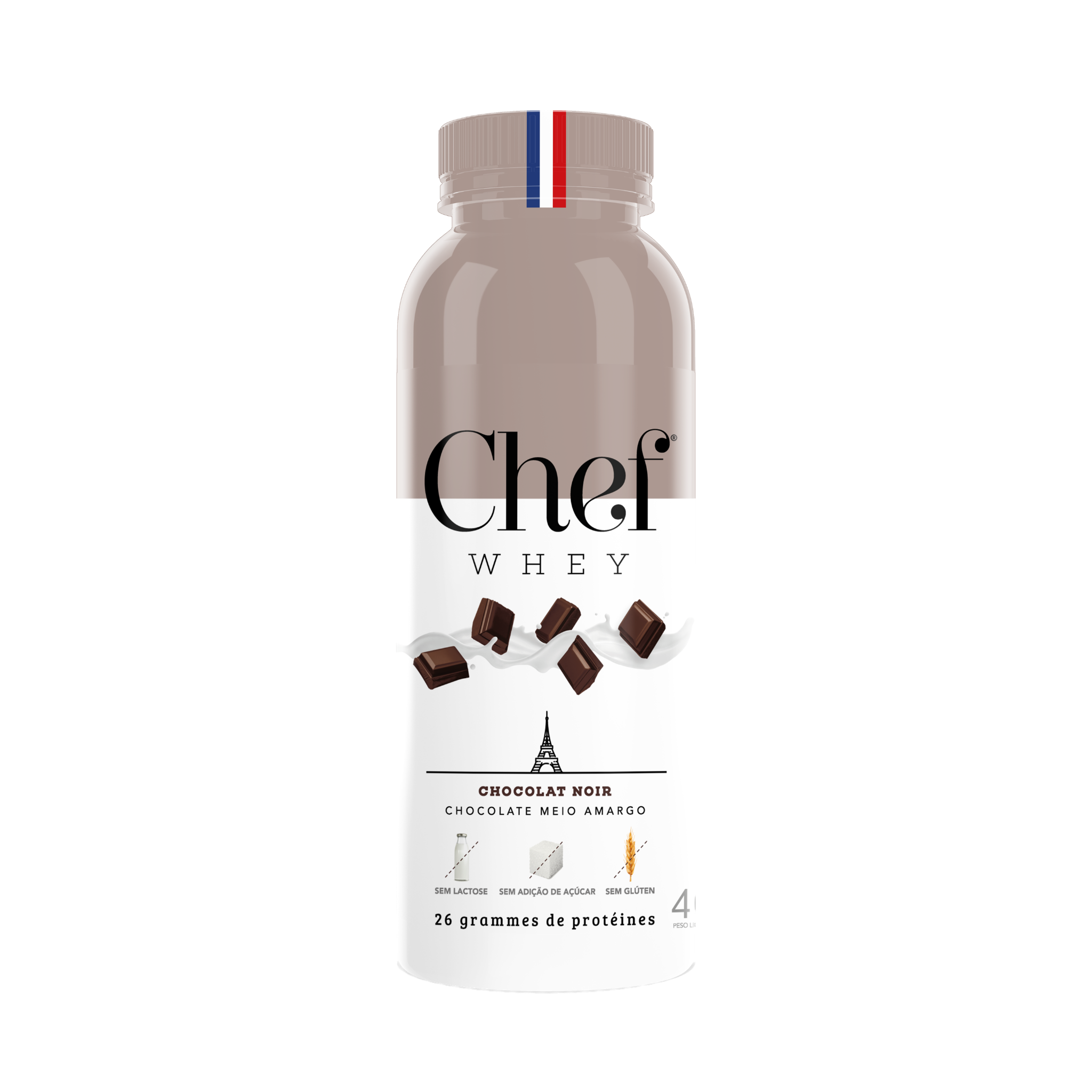 Sachê de Dose Única 37g do Chef Whey Protein Gourmet sabor Chocolate Meio Amargo