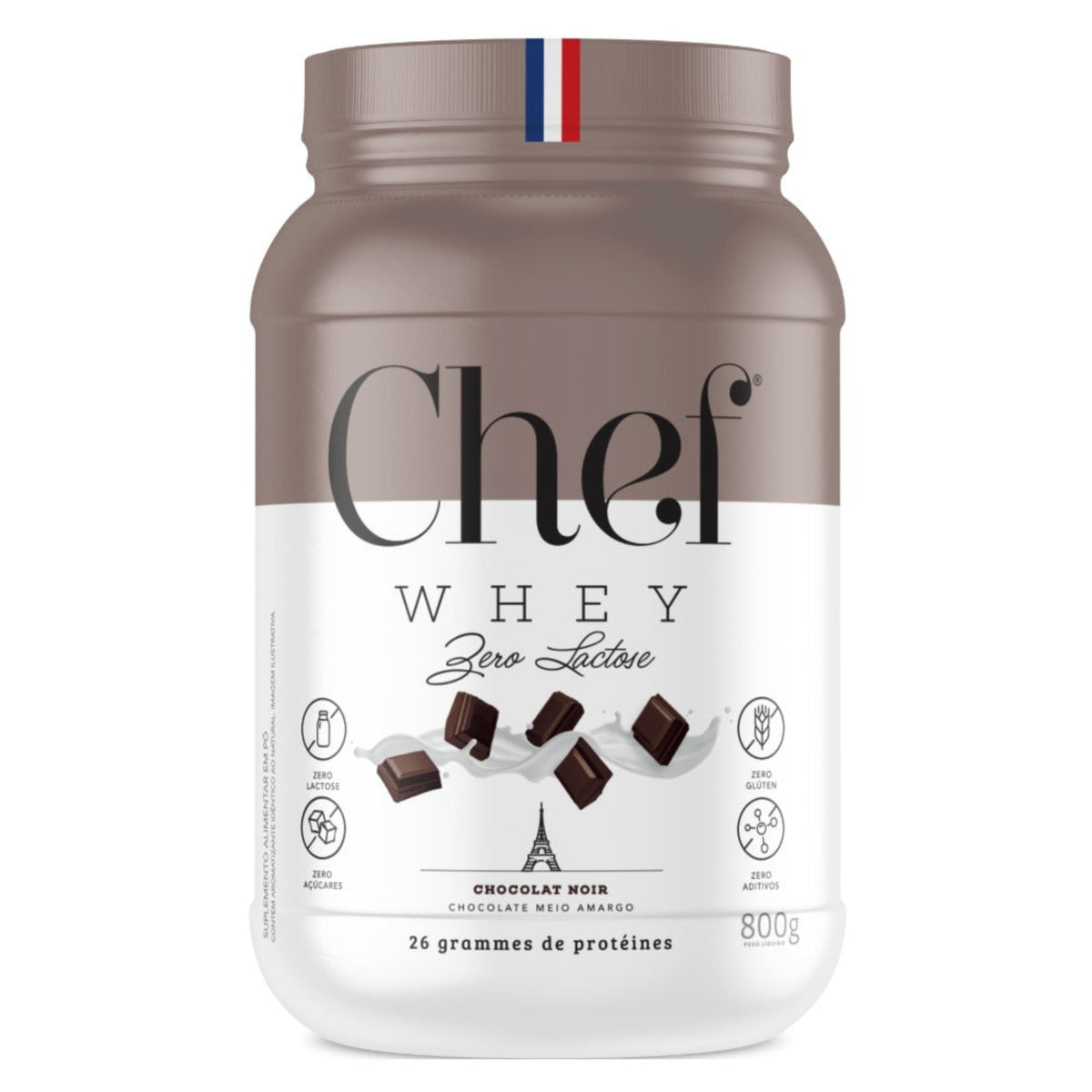Chef Whey Zero Lactose 800g - Chocolat Noir (Chocolate Amargo)