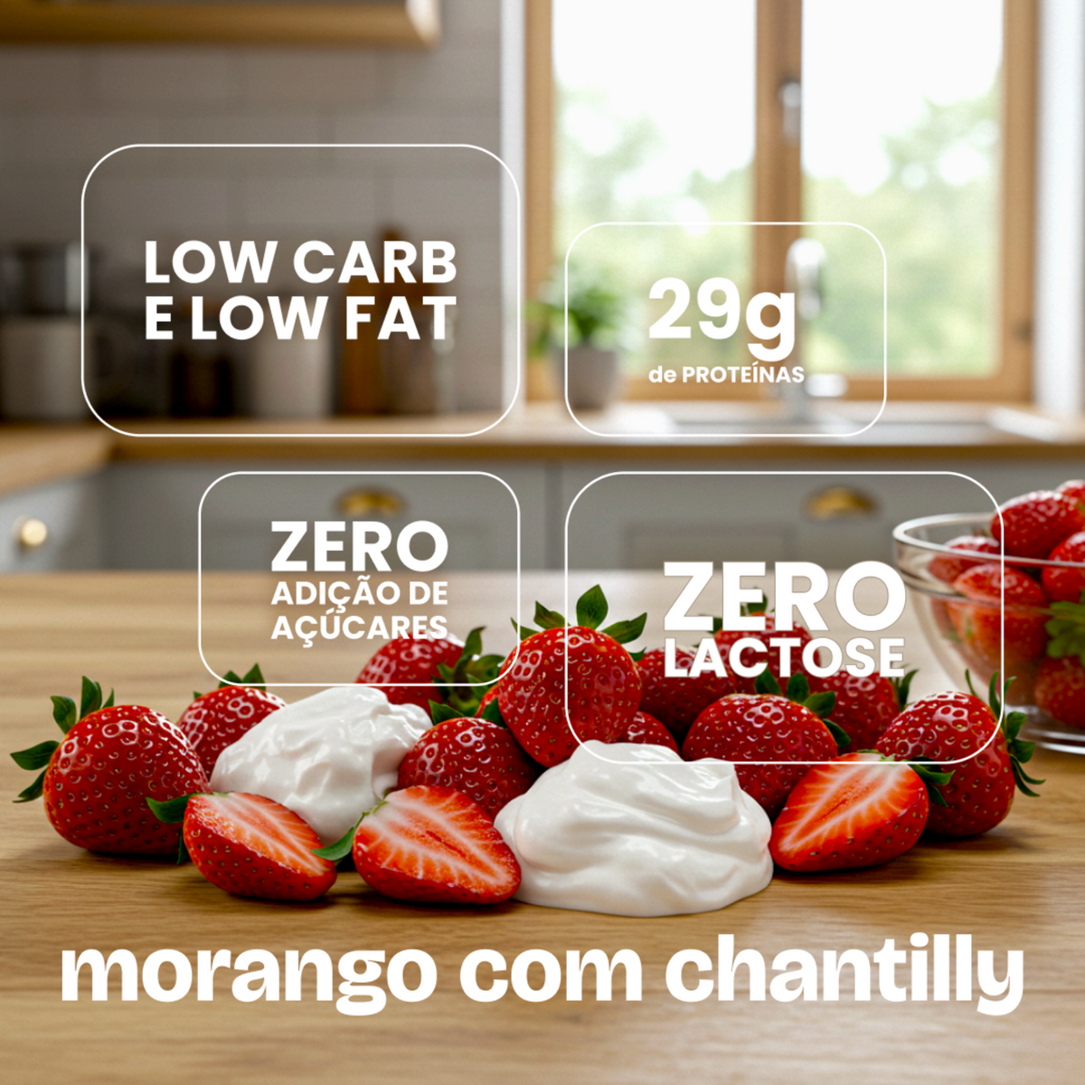 Chef Whey Zero Lactose 800g - Fraises a la creme fouttee (Morango c/ Chantilly)