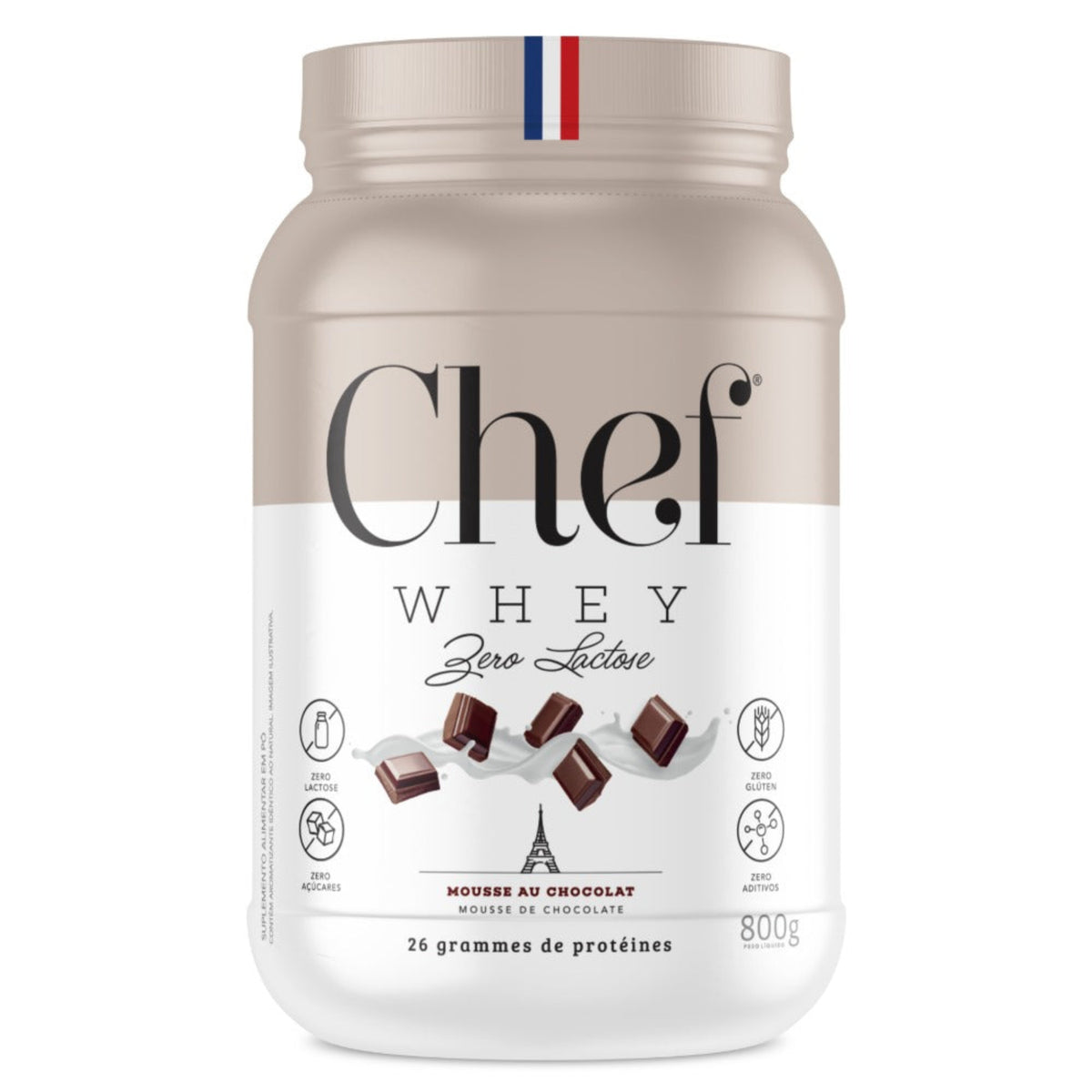 Chef Whey Zero Lactose 800g - Mousse au Chocolat (Mousse de Chocolate)