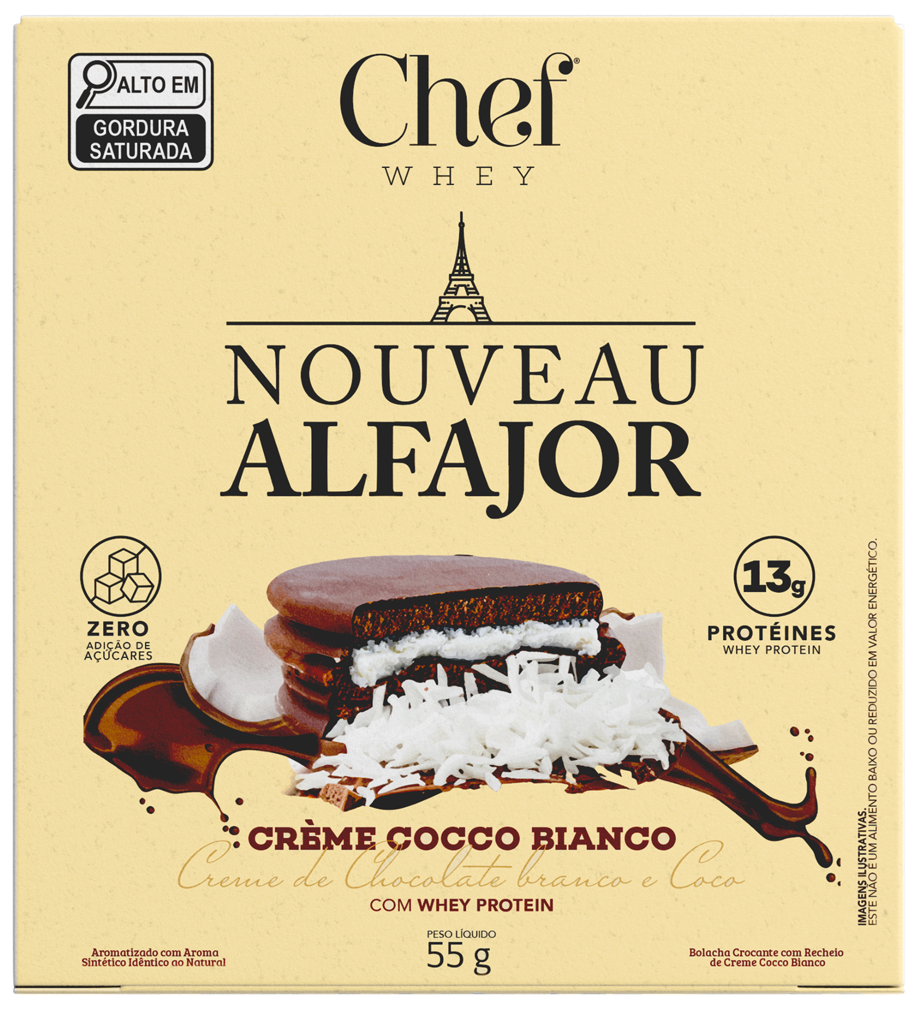 Snack Alfajor Proteico Chef Whey - Cocco Bianco