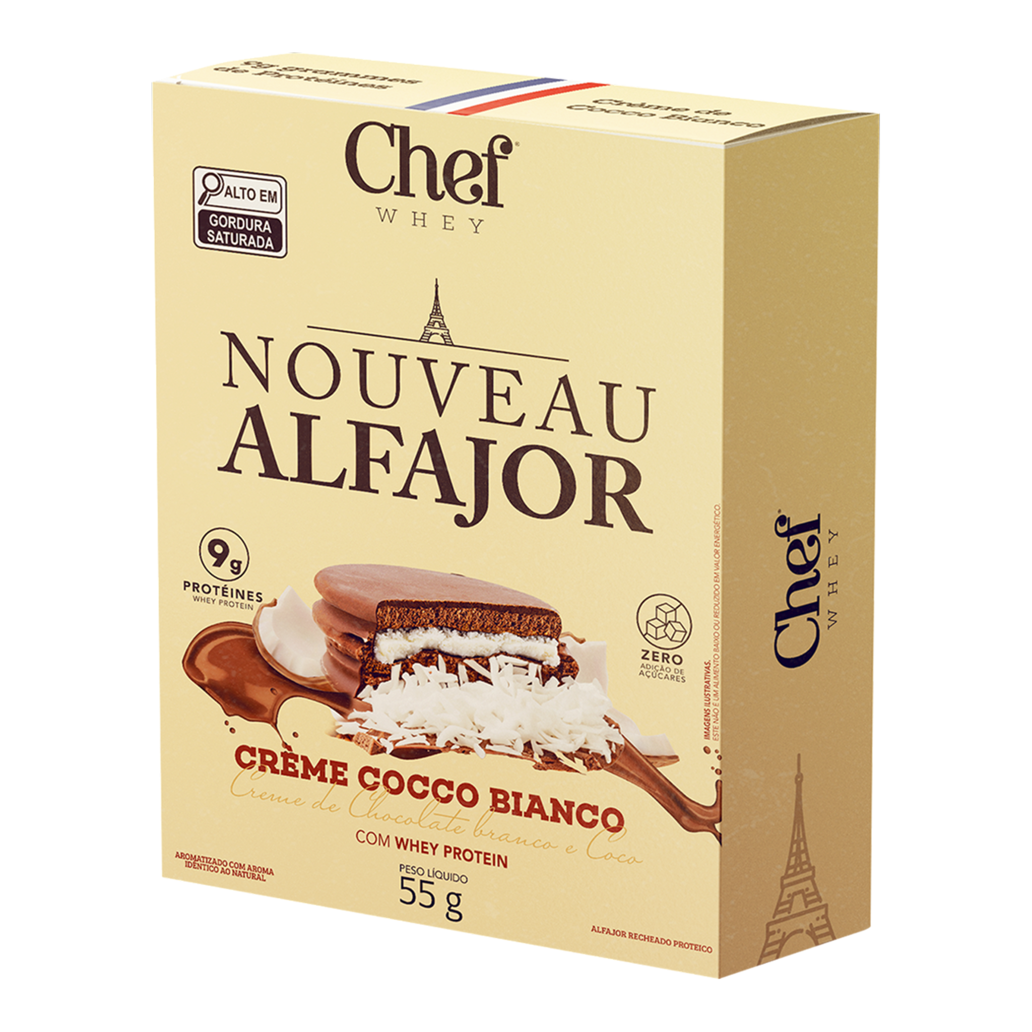 Snack Alfajor Proteico Chef Whey - Cocco Bianco (Display 6un)