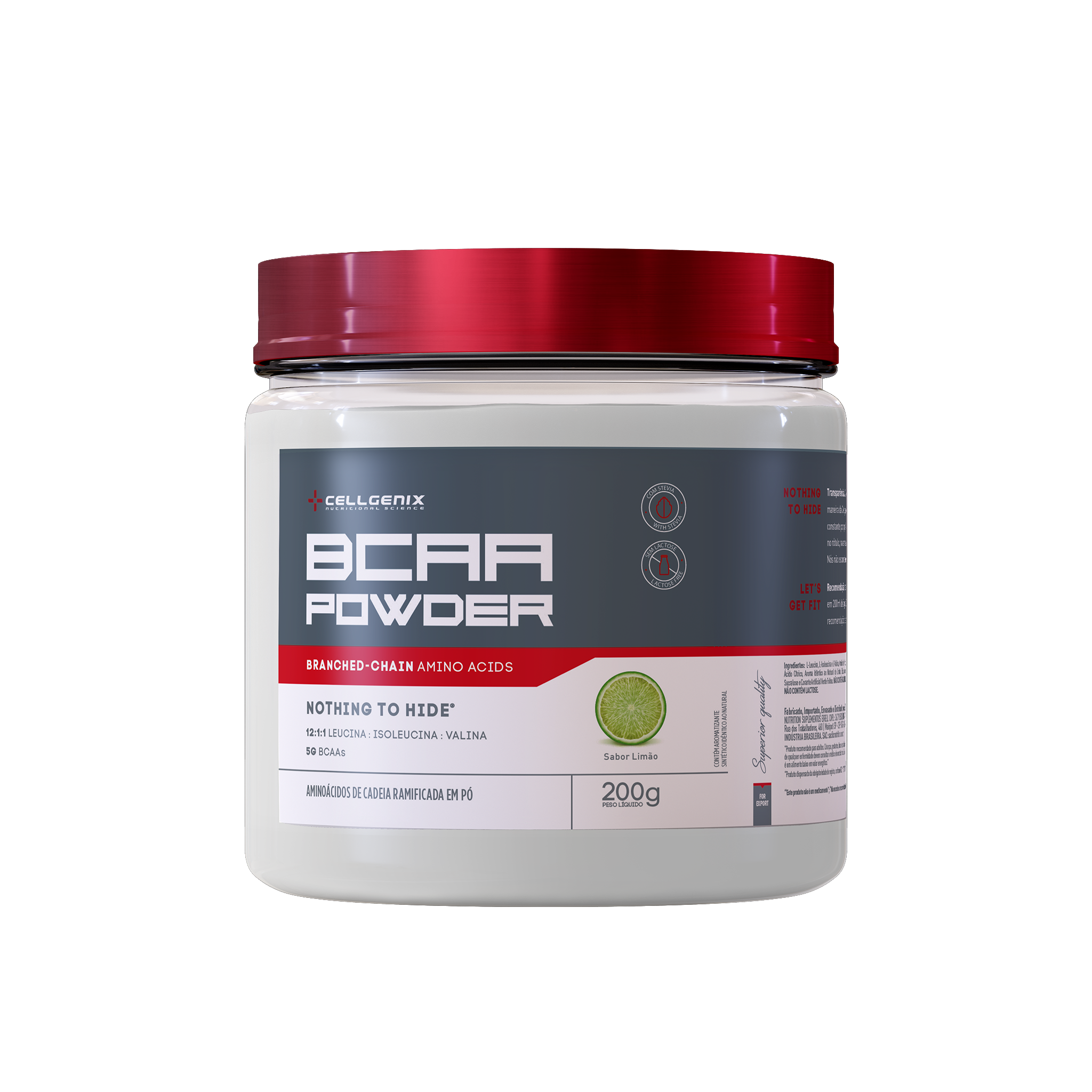Pote de BCAA Powder 200g sabor Limão da Cellgenix