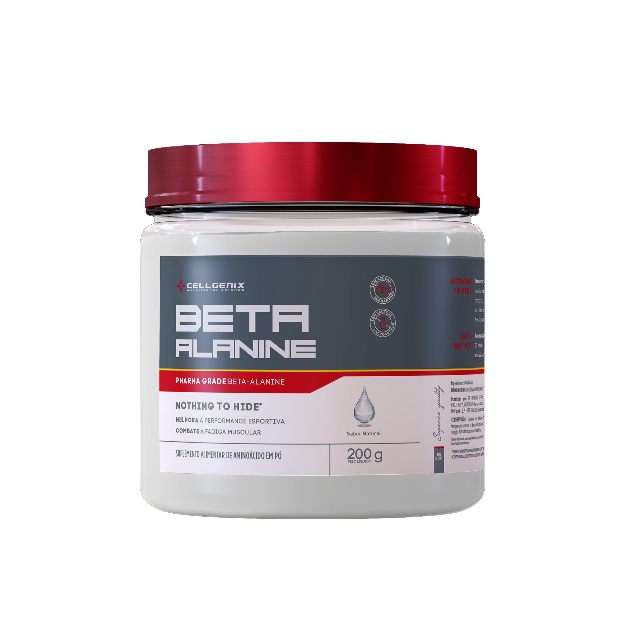 Pote de 100% Beta Alanina 200g da Cellgenix