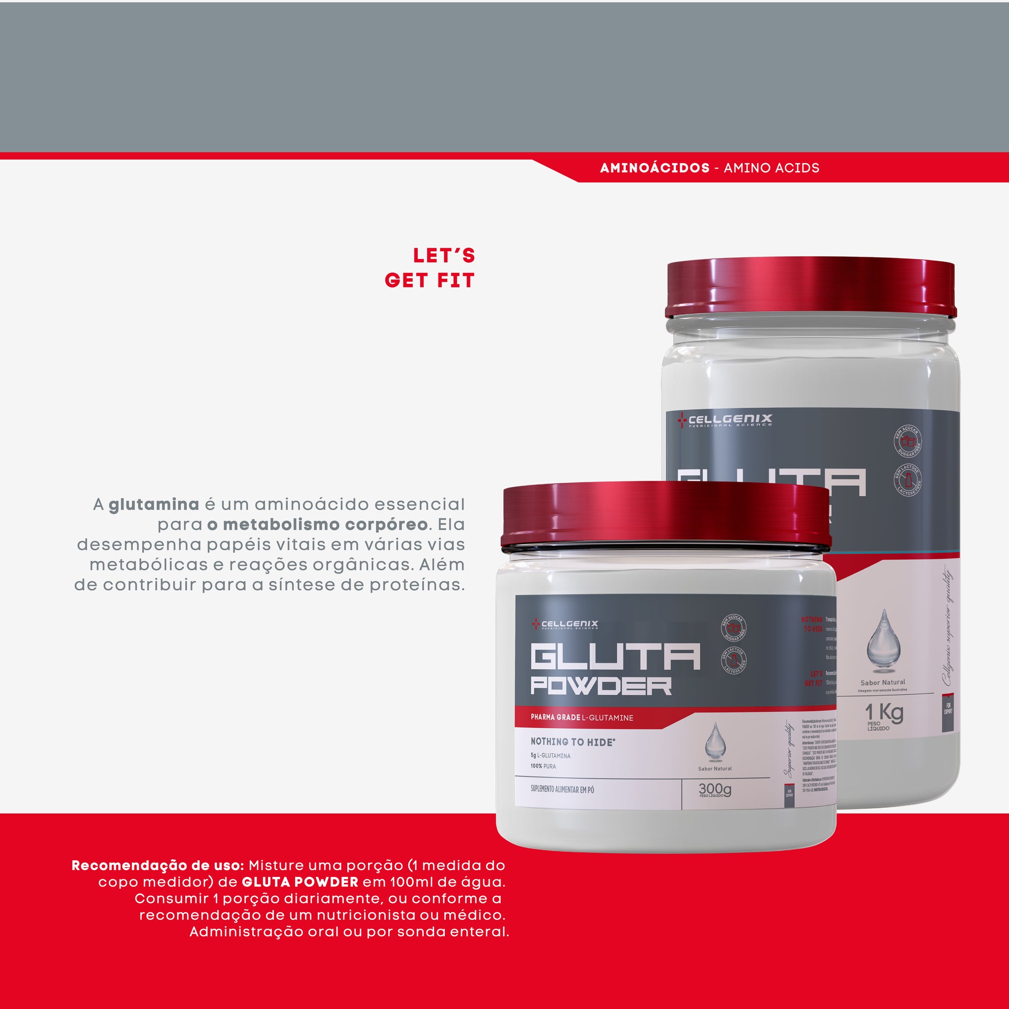 Glutamina 100% Pura 300g - Imunidade e Recuperação Muscular