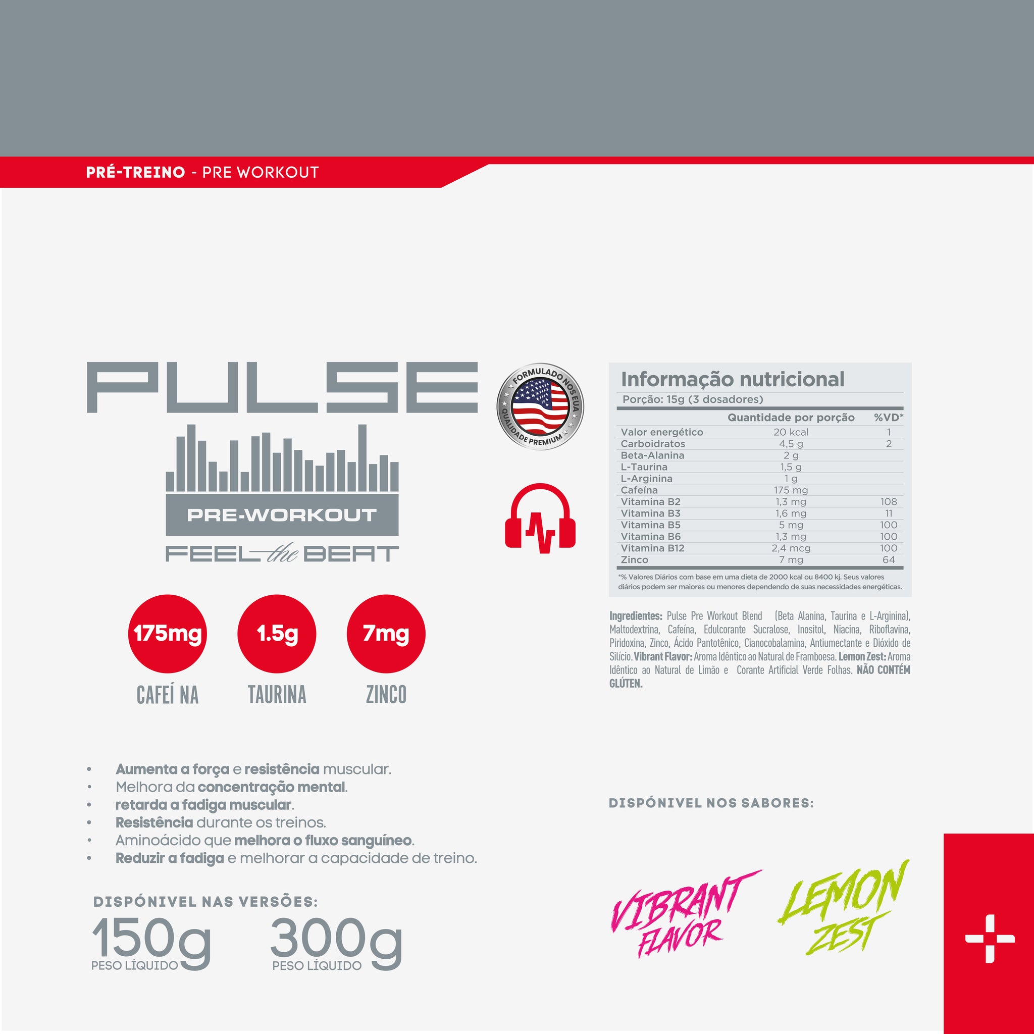 Pré-Treino Pulse 300g - Vibrant Flavor