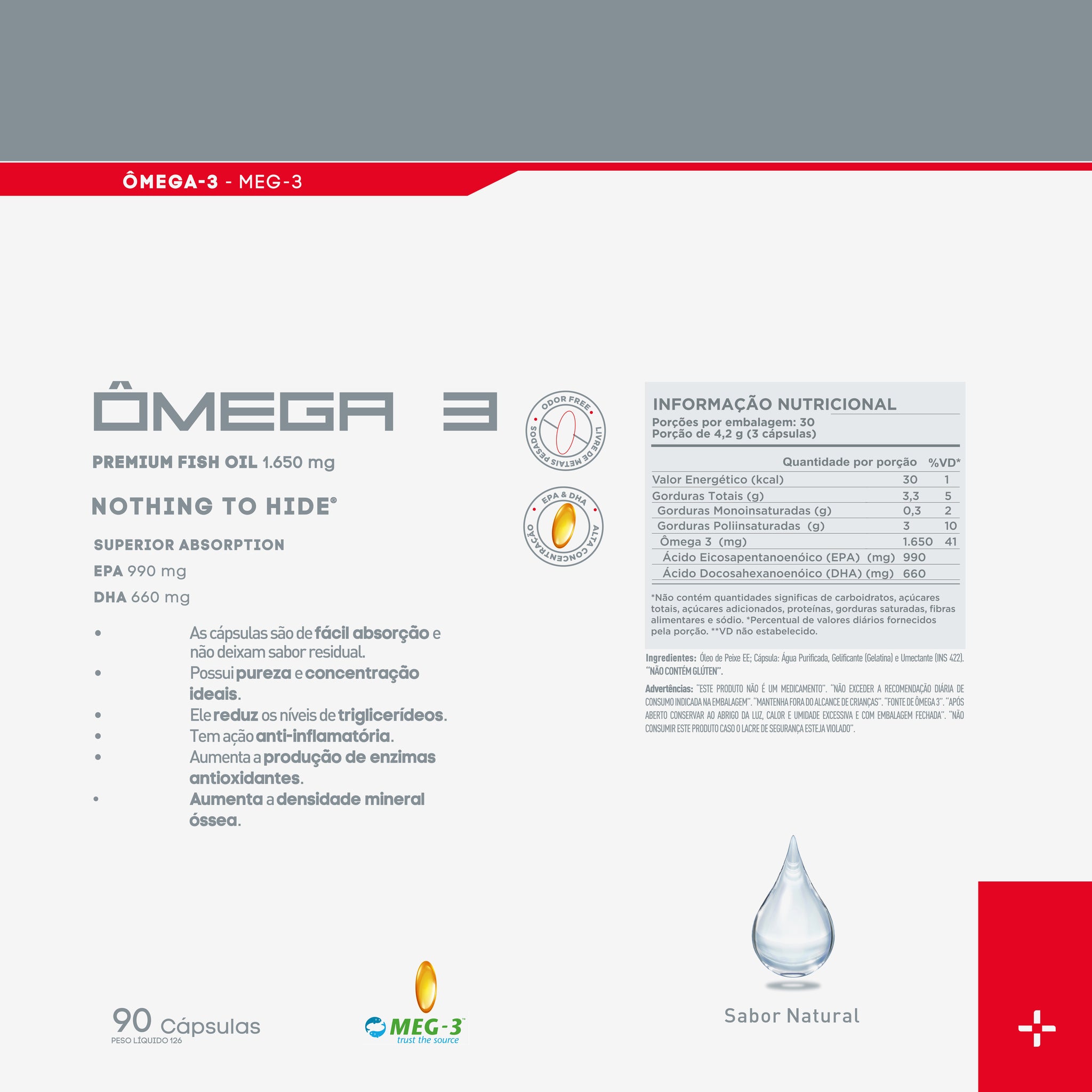Ômega 3 TG 1000mg (EPA/DHA) - Saúde do Cérebro, Coração e Articulações