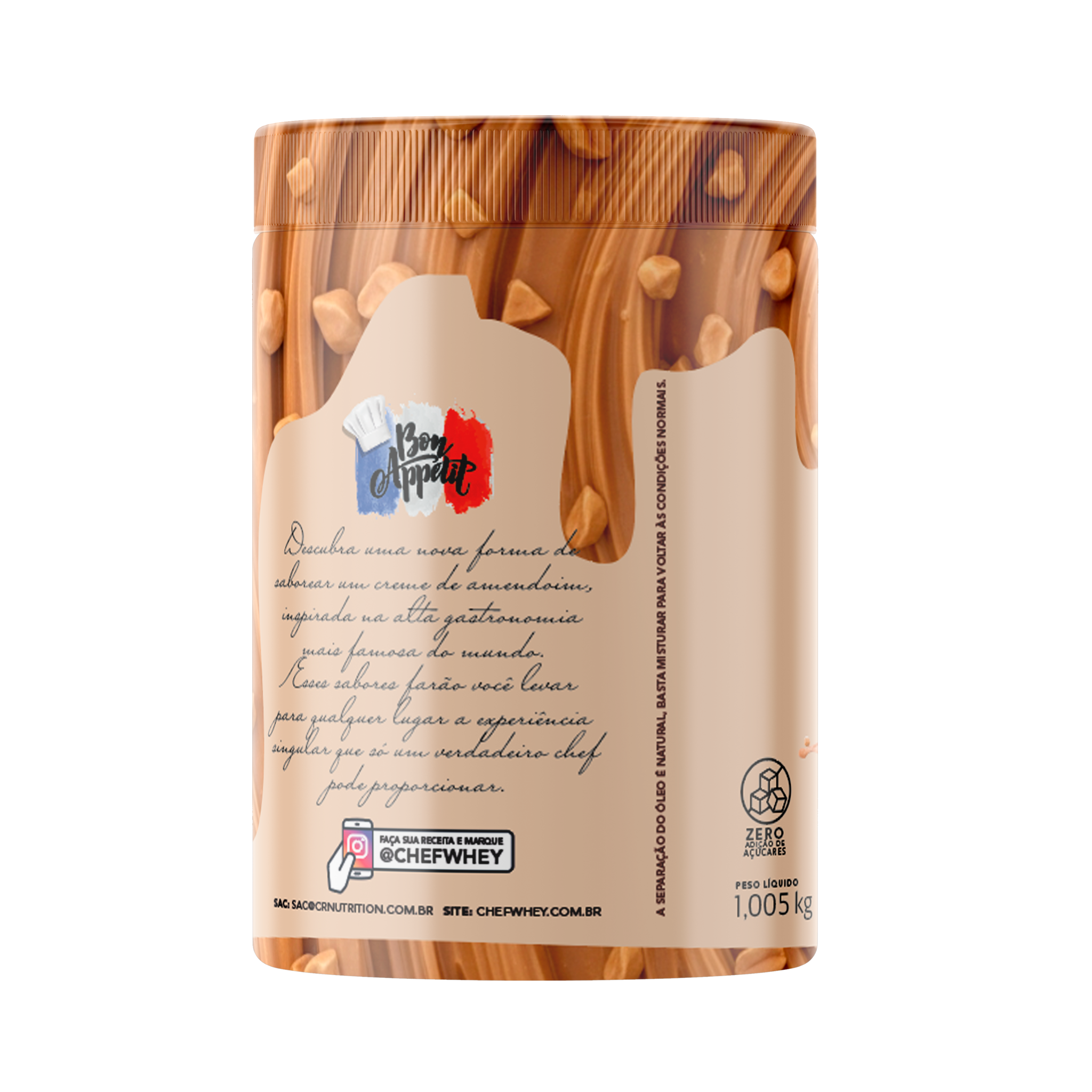 Pasta de Amendoim Crocante 1.005kg - Com Pedaços de Amendoim