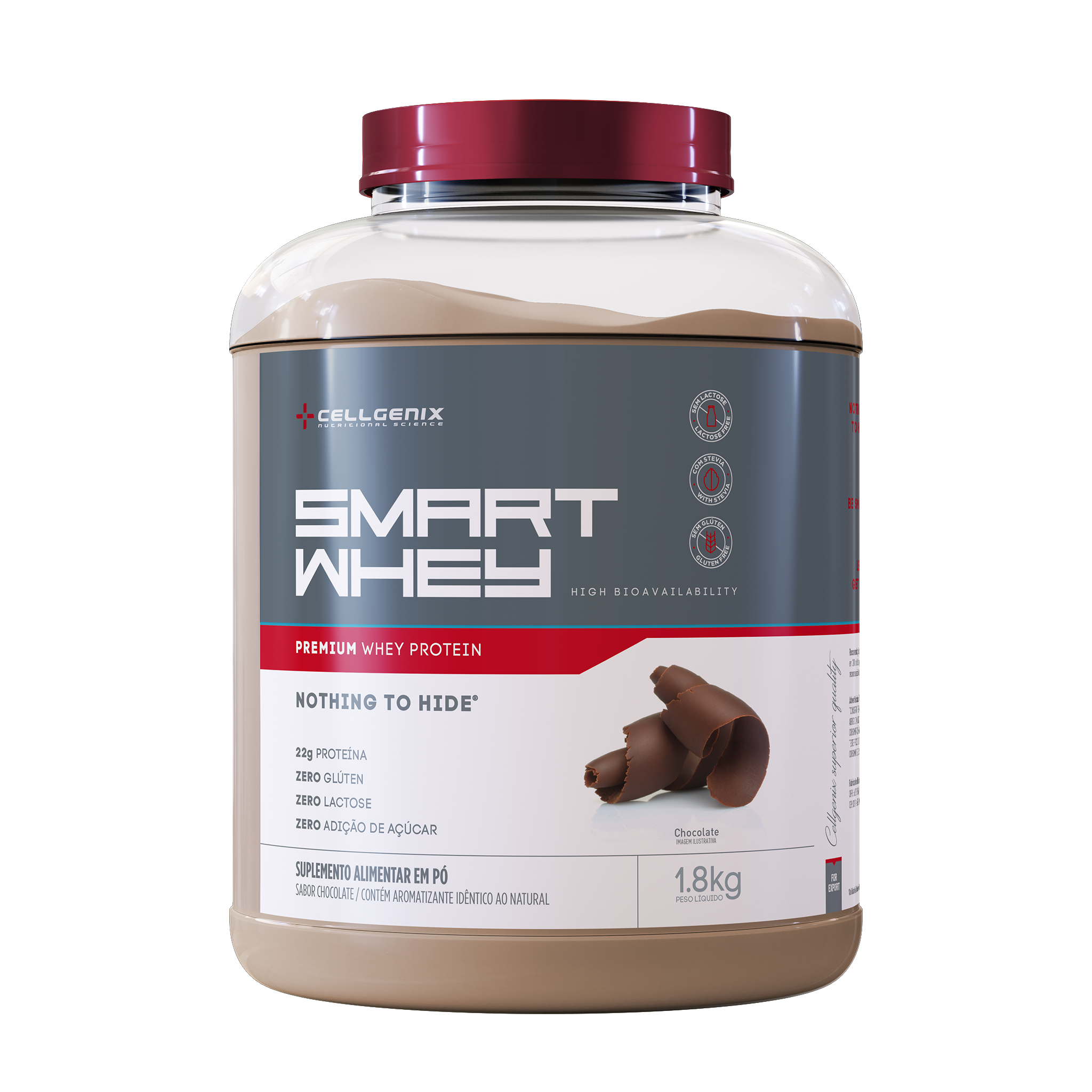 Pote de 1.8kg do Smart Whey Zero Lactose sabor Triple Chocolate