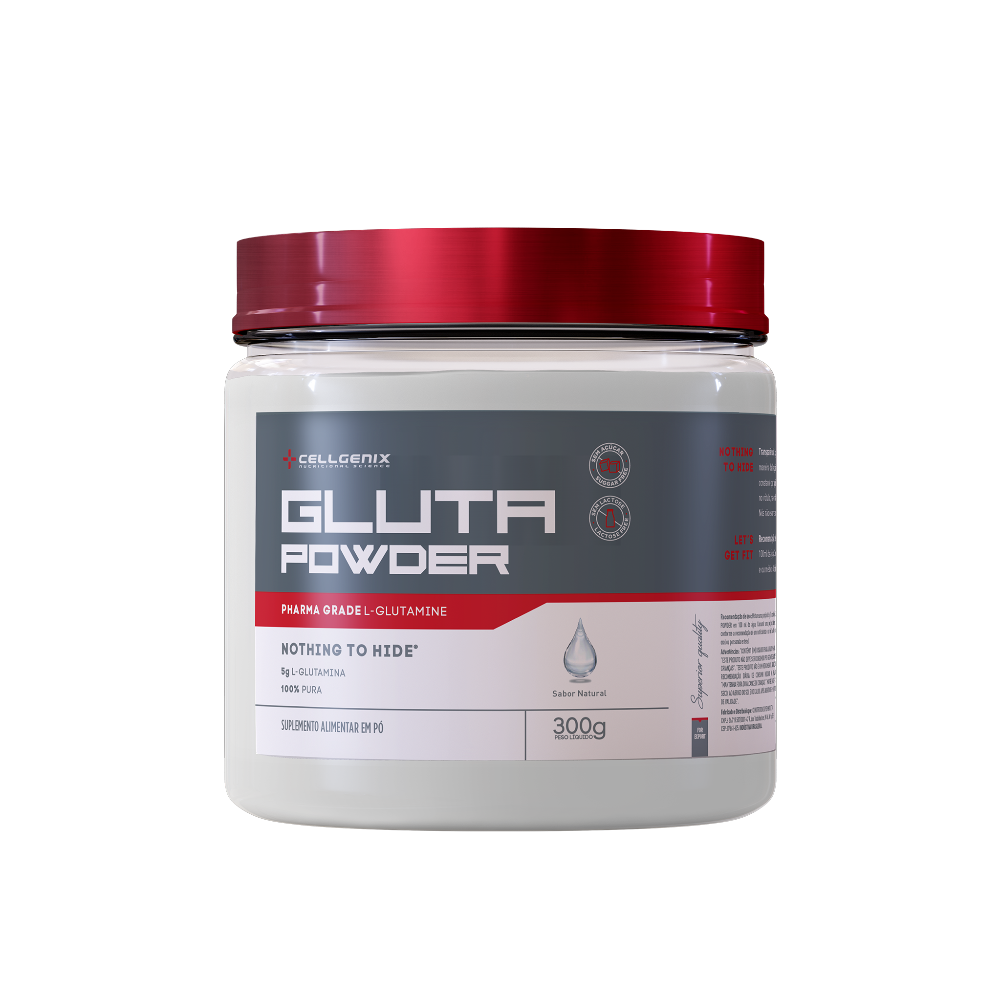 Pote de L-Glutamina Pura de 300g da Cellgenix
