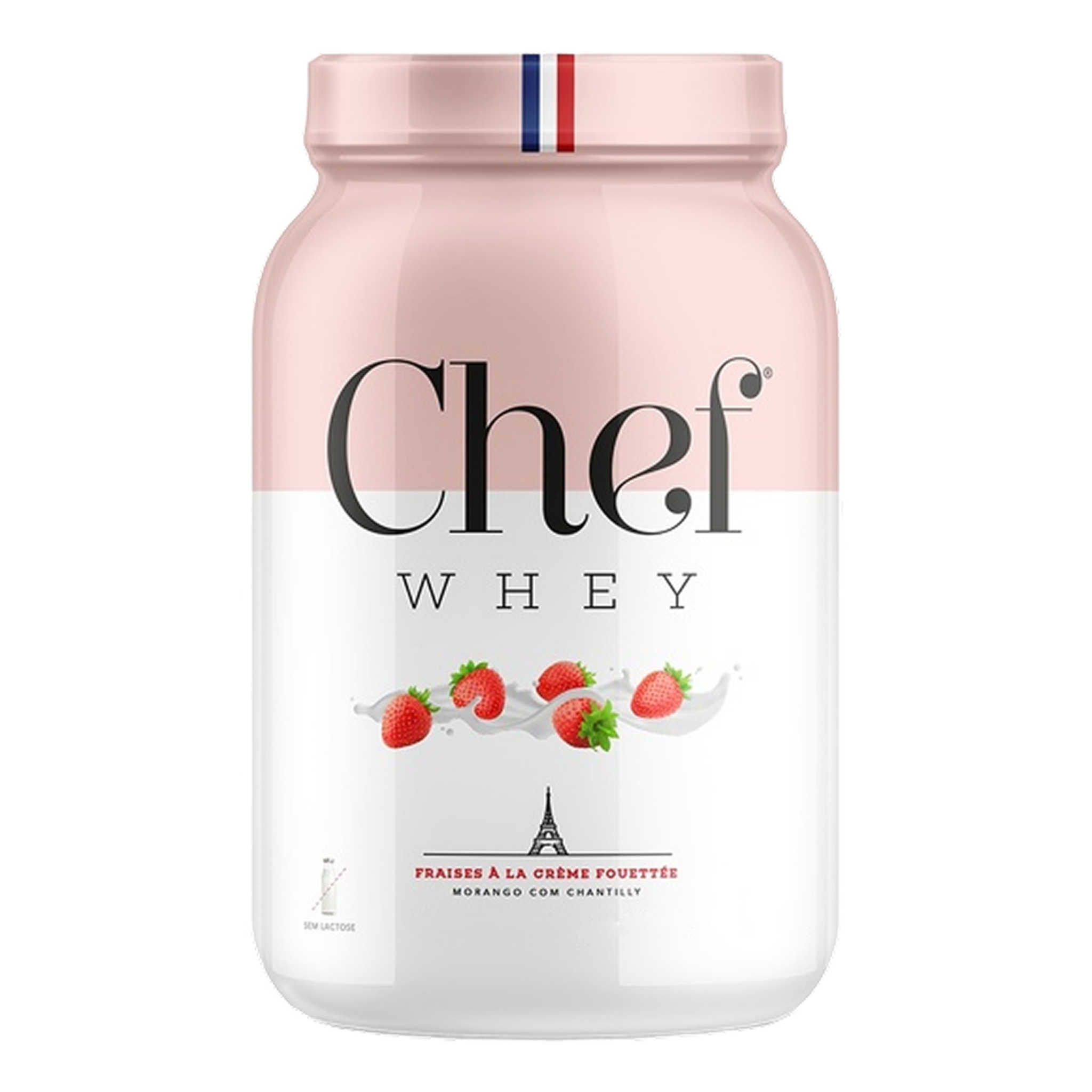 Pote do Chef Whey Zero Lactose sabor Fraises à la Crème Fouettée 900g