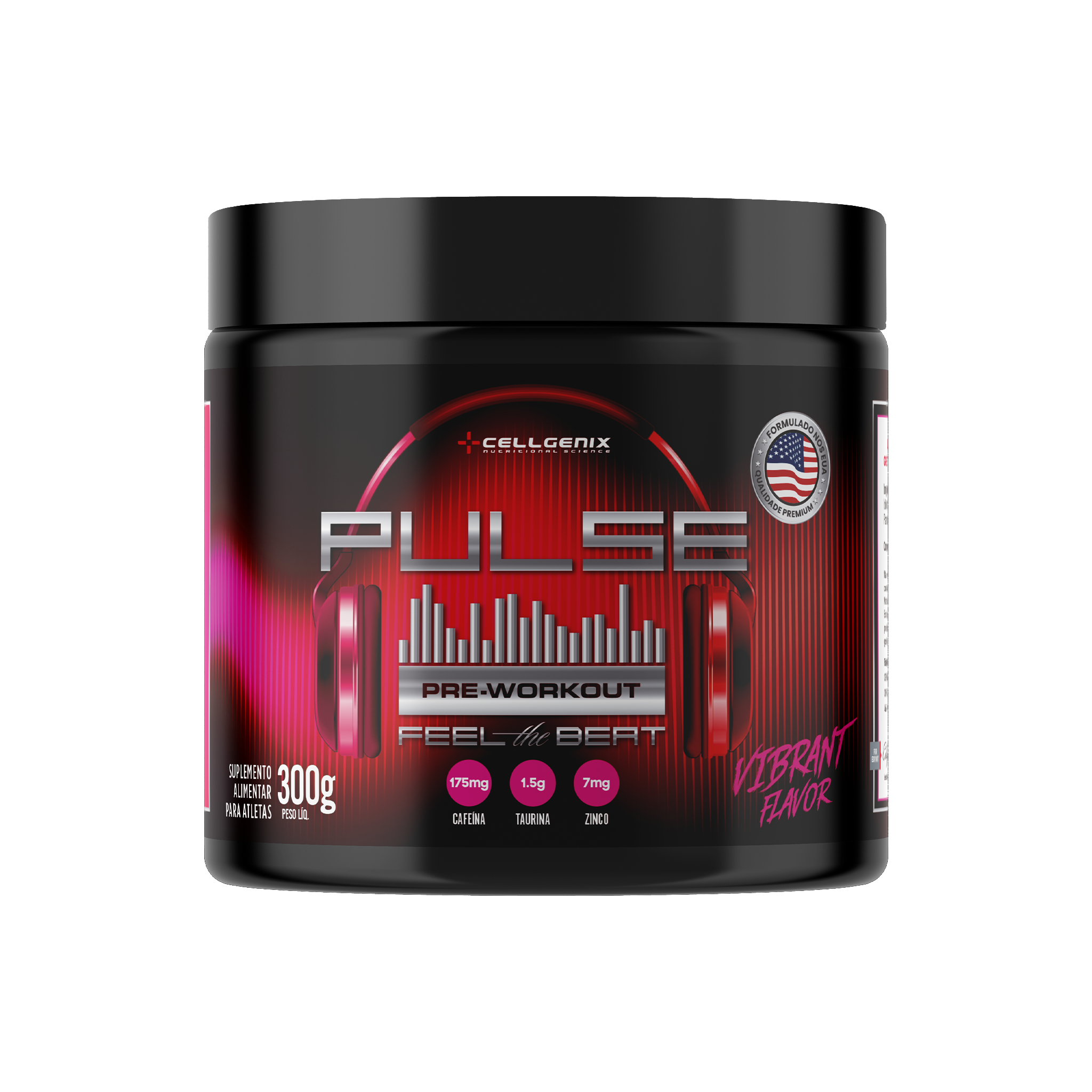 Pote do Pré-Treino Pulse 300g sabor Vibrant Flavor