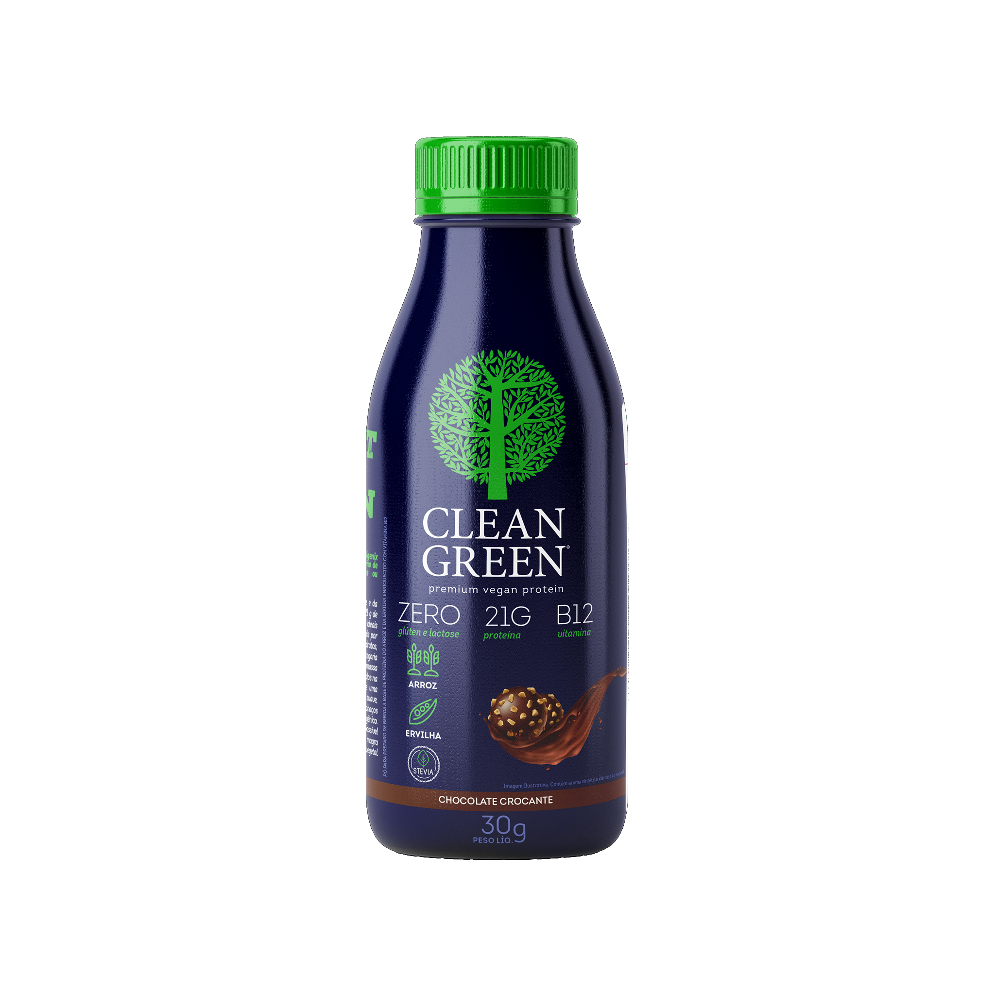 Sachê da Dose Única da Proteína Vegana Clean Green sabor Chocolate Crocante