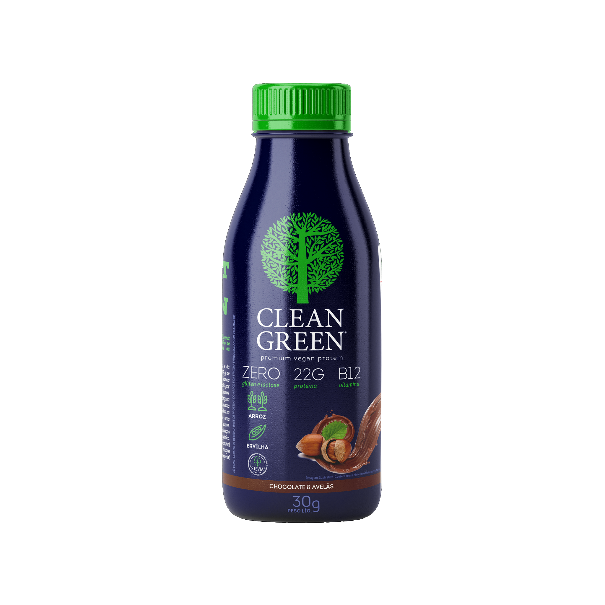 Sachê da Dose Única da Proteína Vegana Clean Green sabor Chocolate e Avelã