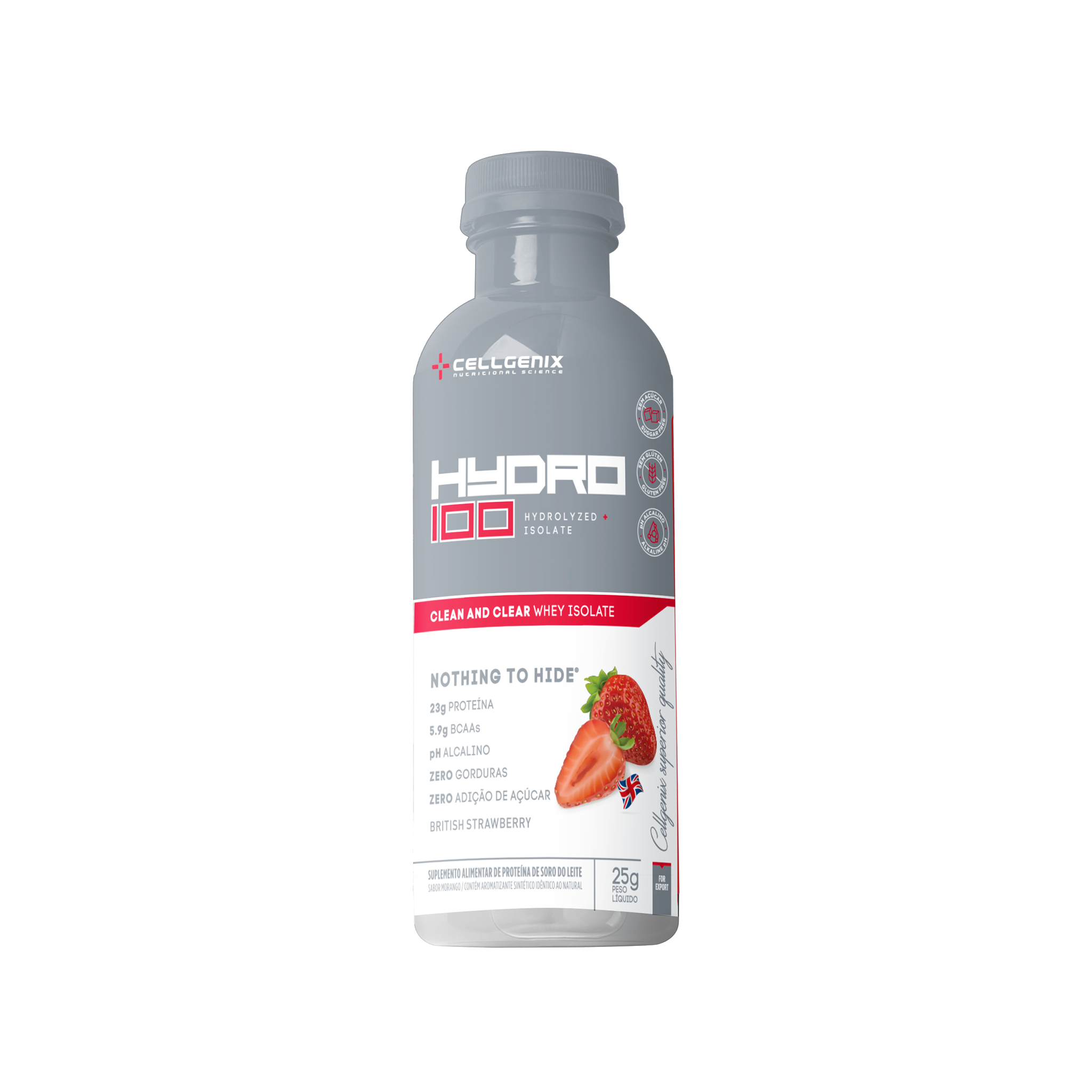 Sachê da Dose Única do Hydro 100 Whey Hidrolisado sabor Morango