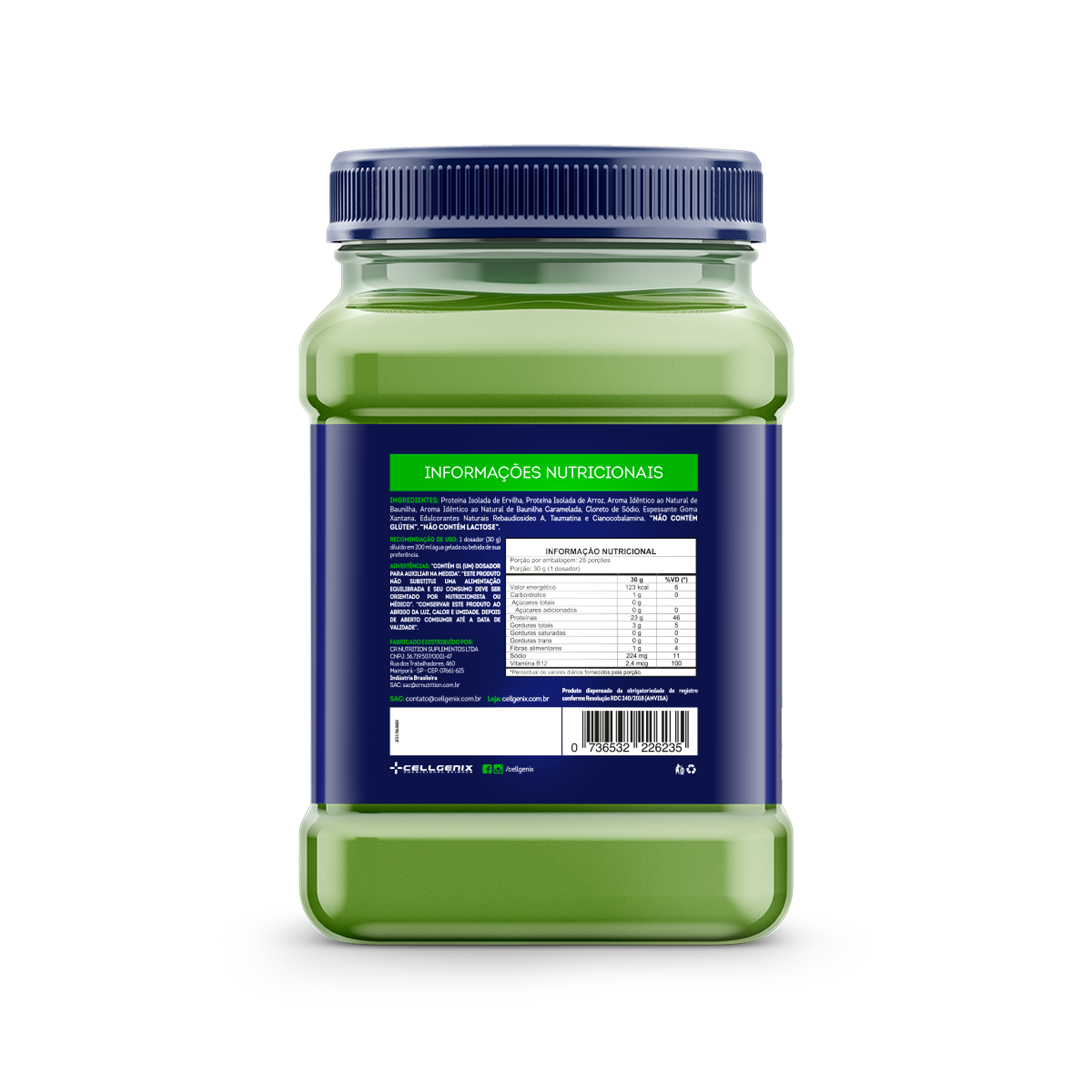 Verso da Proteína Vegana Clean Green sabor Baunilha Gourmet 840g