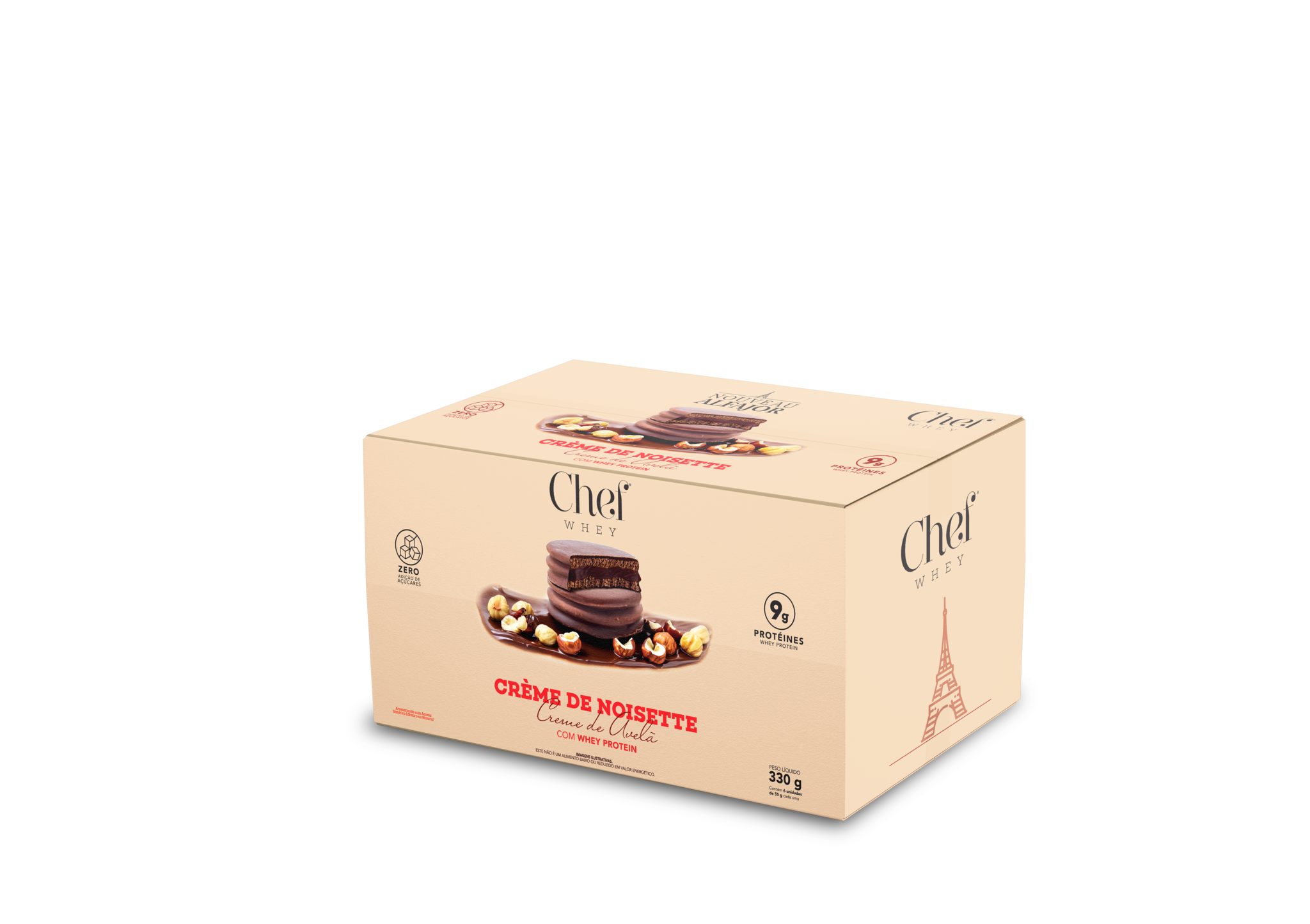 Snack Alfajor Proteico Chef Whey - Creme de Avelã (Display 6un)