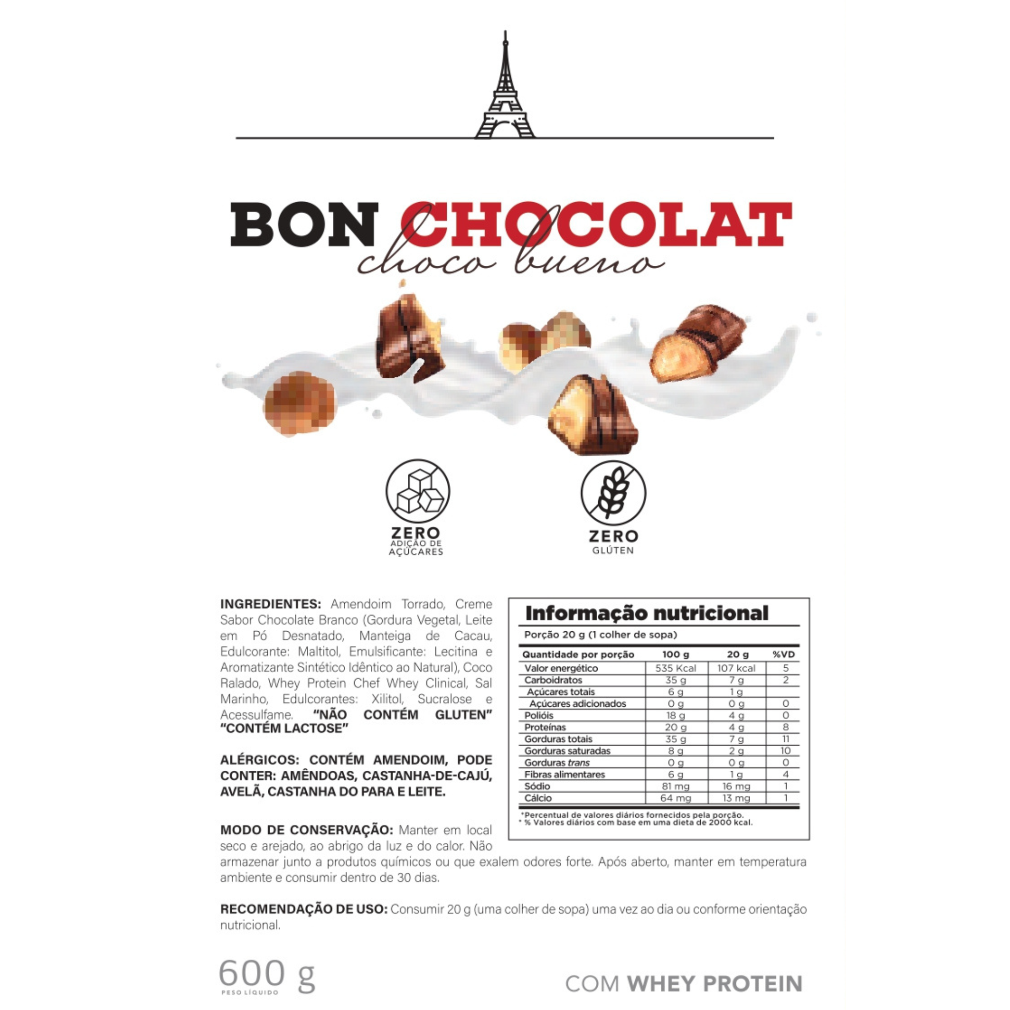Creme de Amendoim Bon Chocolat 600g