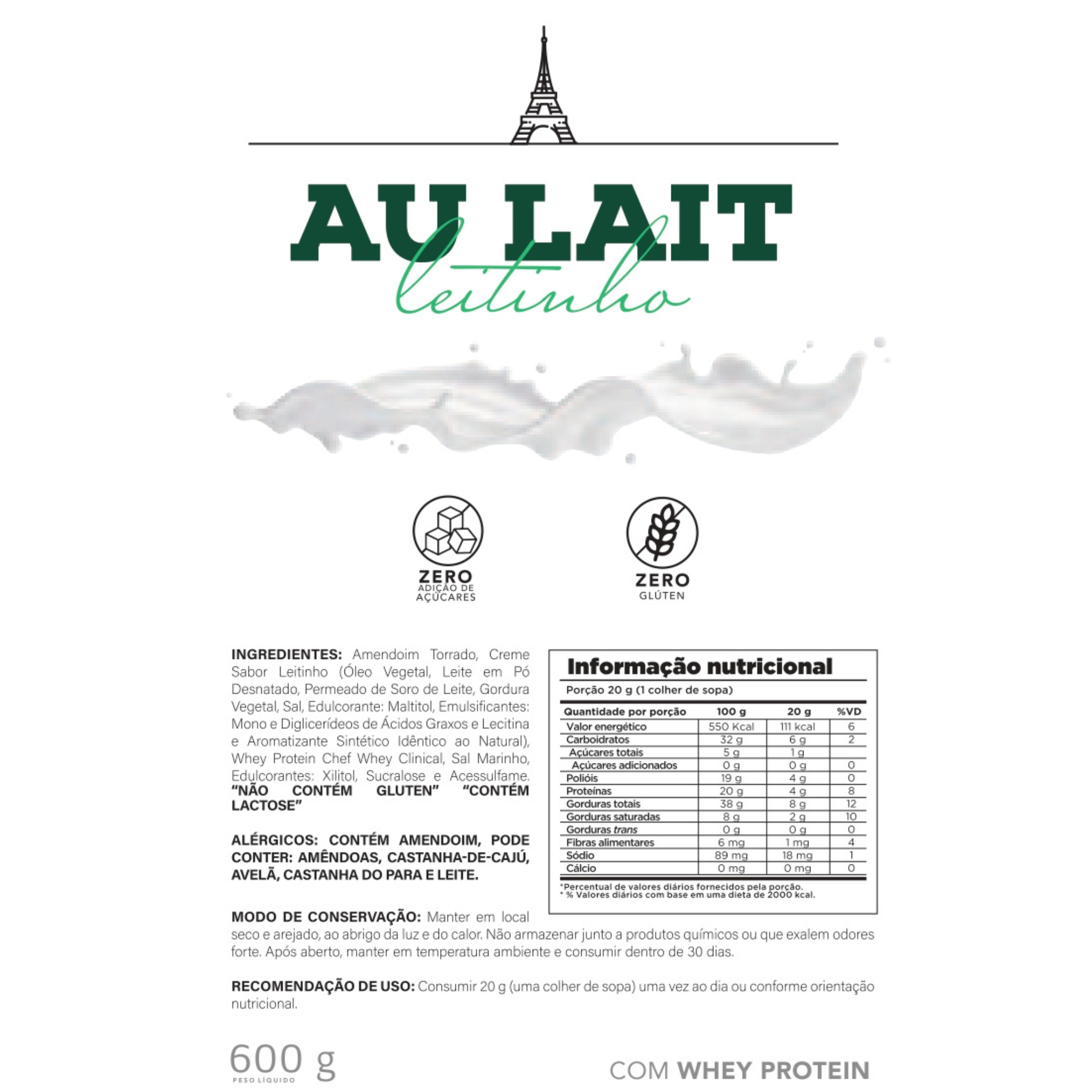 Creme de Amendoim Au Lait 600g - O Sabor da Infância que Agora Constrói seu Shape