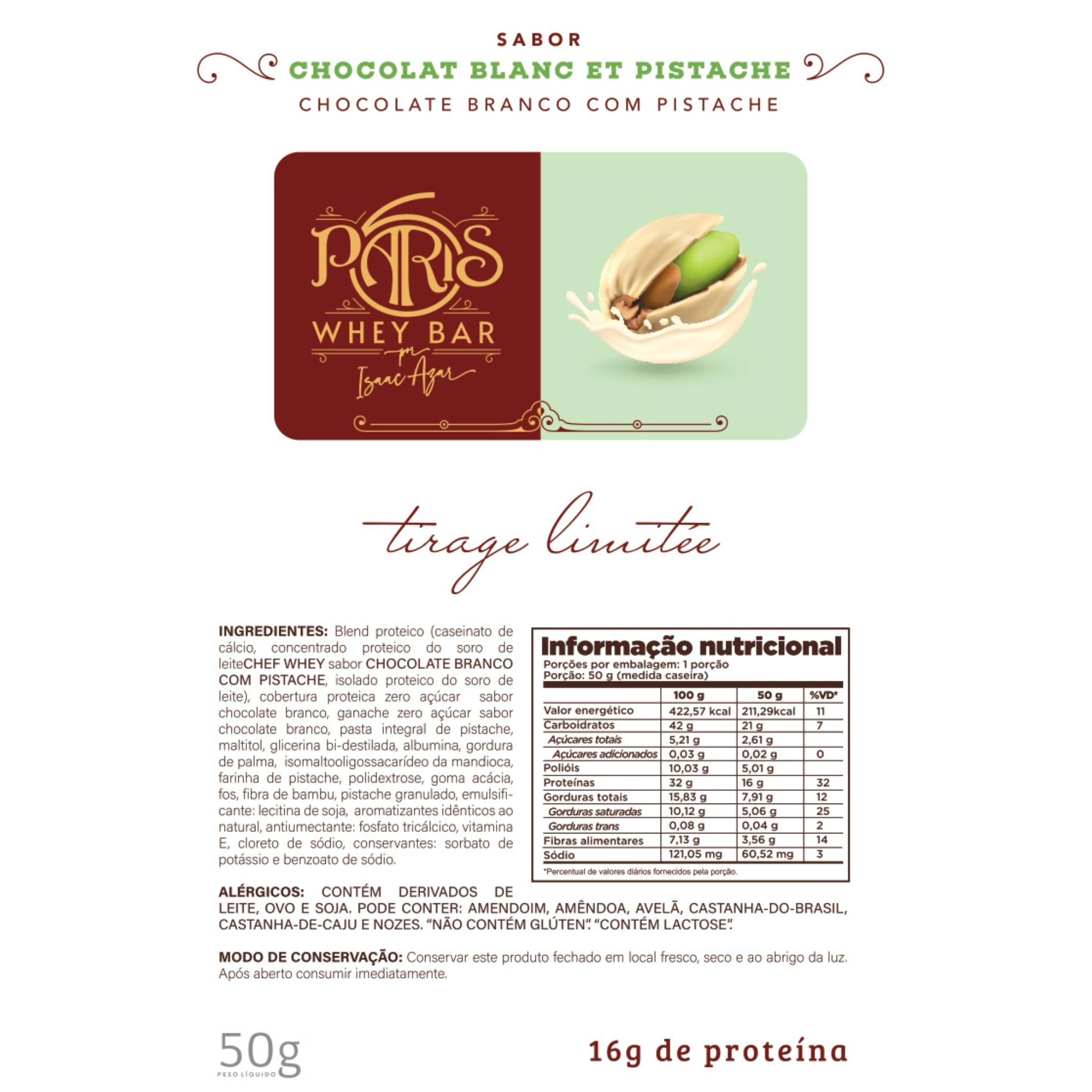 Tabela nutricional da barra