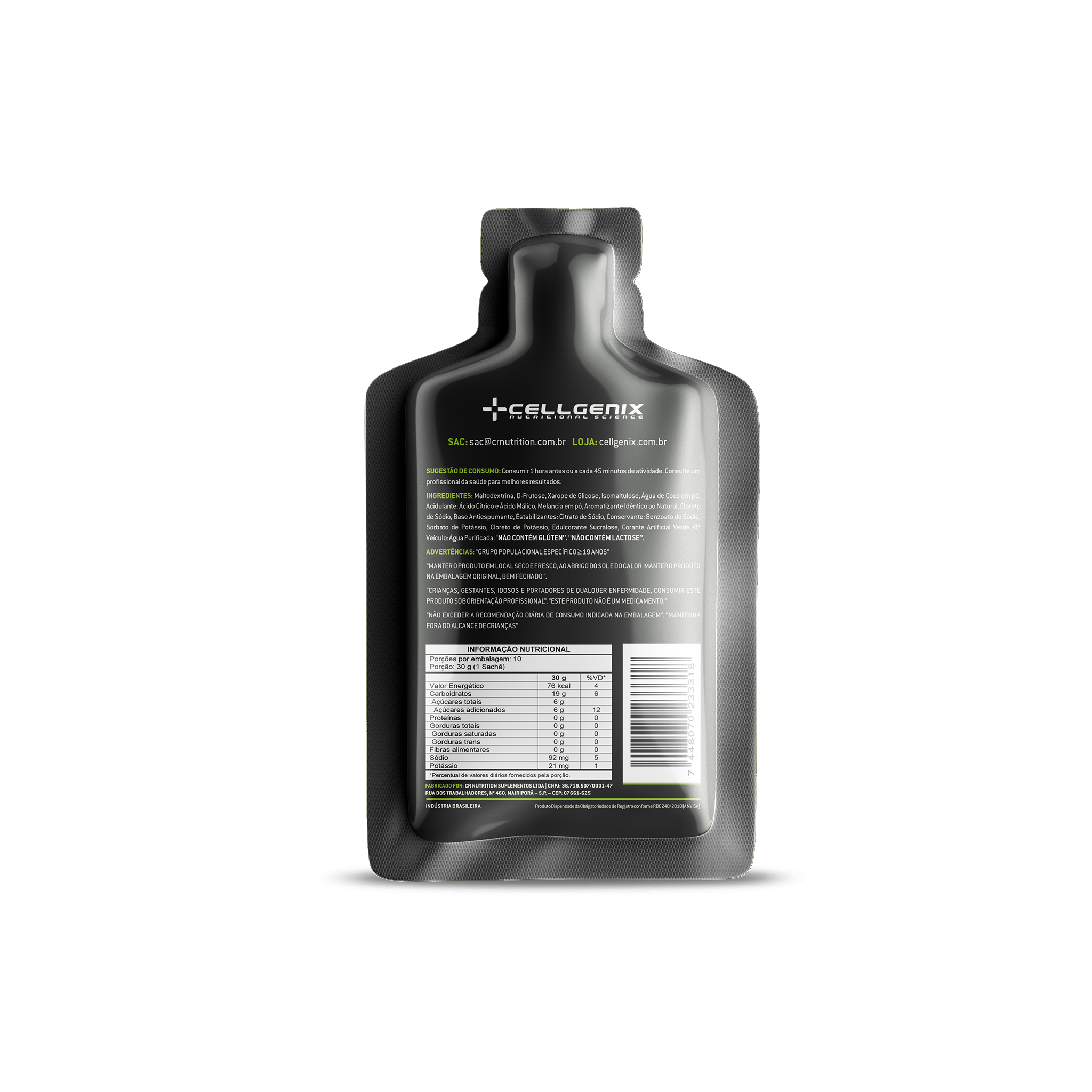 CARBFAST GEL 1 SACHE - SABOR LIMAO - CELLGENIX