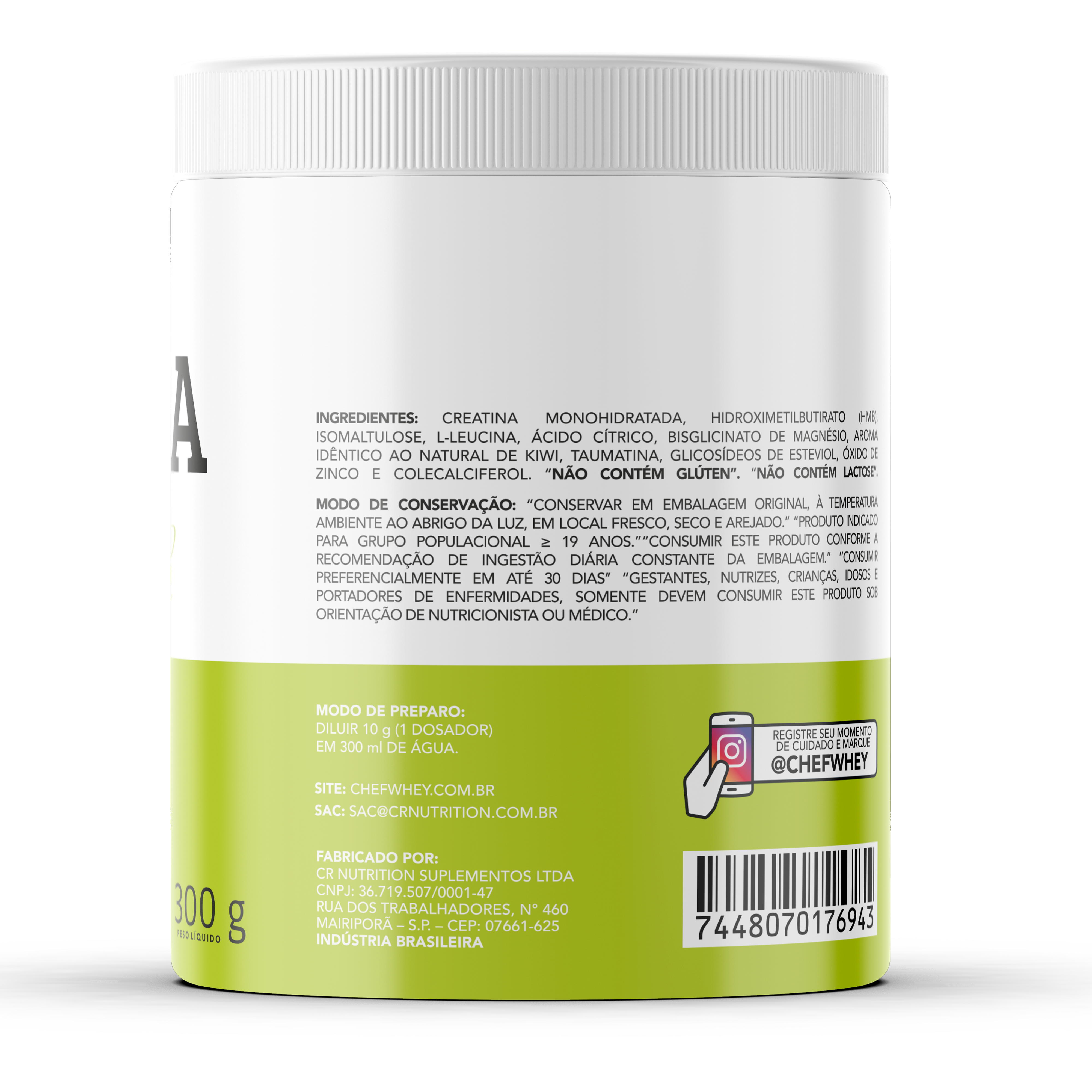 Creatina HMB Chef Whey 300g - Maçã Verde