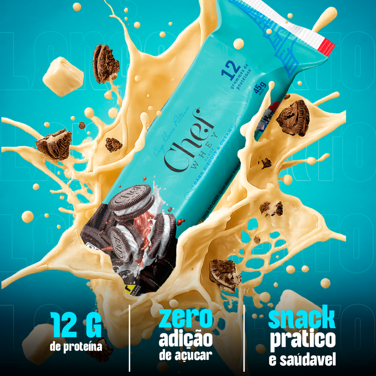 DISPLAY CHEF WHEY BAR DARK BISCUIT & CREAM 12 UNIDADES (NOVA VERSAO)