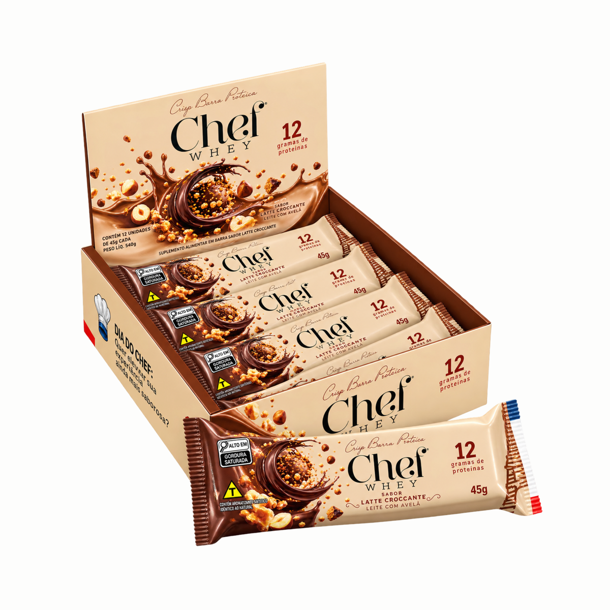 DISPLAY CHEF WHEY BAR AVELA COM LEITE 12 UNIDADES (NOVA VERSAO)