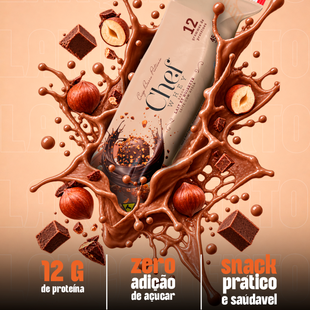 DISPLAY CHEF WHEY BAR AVELA COM LEITE 12 UNIDADES (NOVA VERSAO)
