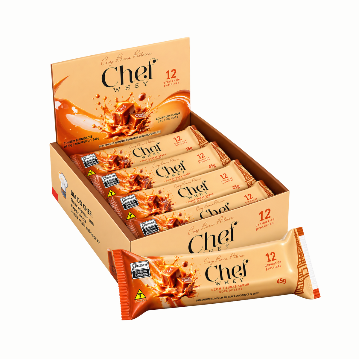 DISPLAY CHEF WHEY BAR DOCE DE LEITE 12 UNIDADES (NOVA VERSAO)