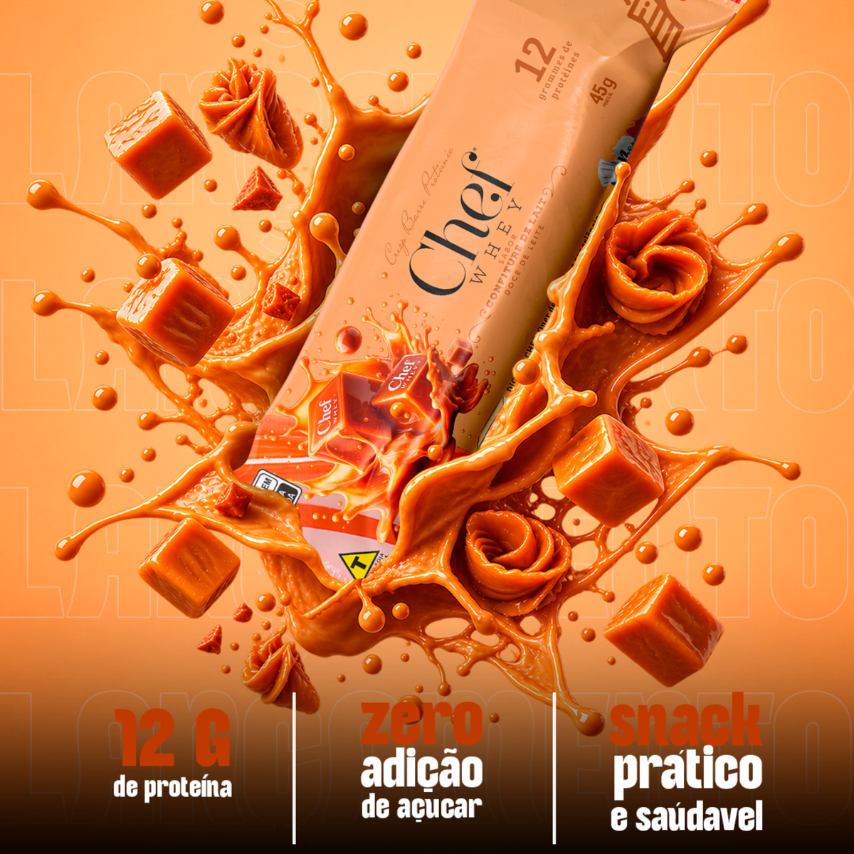 DISPLAY CHEF WHEY BAR DOCE DE LEITE 12 UNIDADES (NOVA VERSAO)