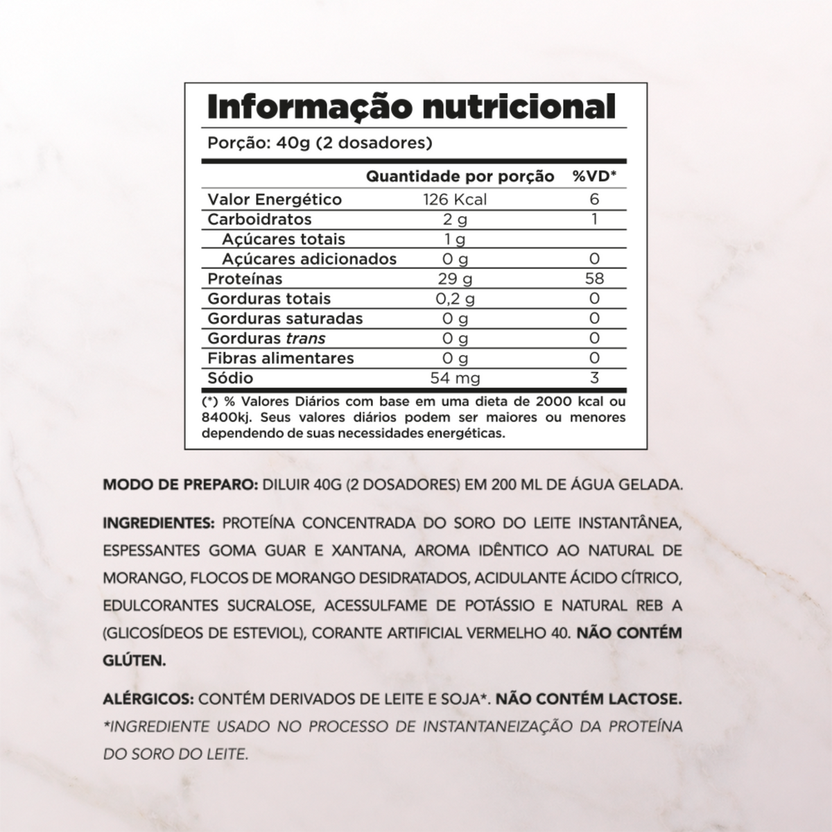 Chef Whey Zero Lactose 800g - Fraises a la creme fouttee (Morango c/ Chantilly)