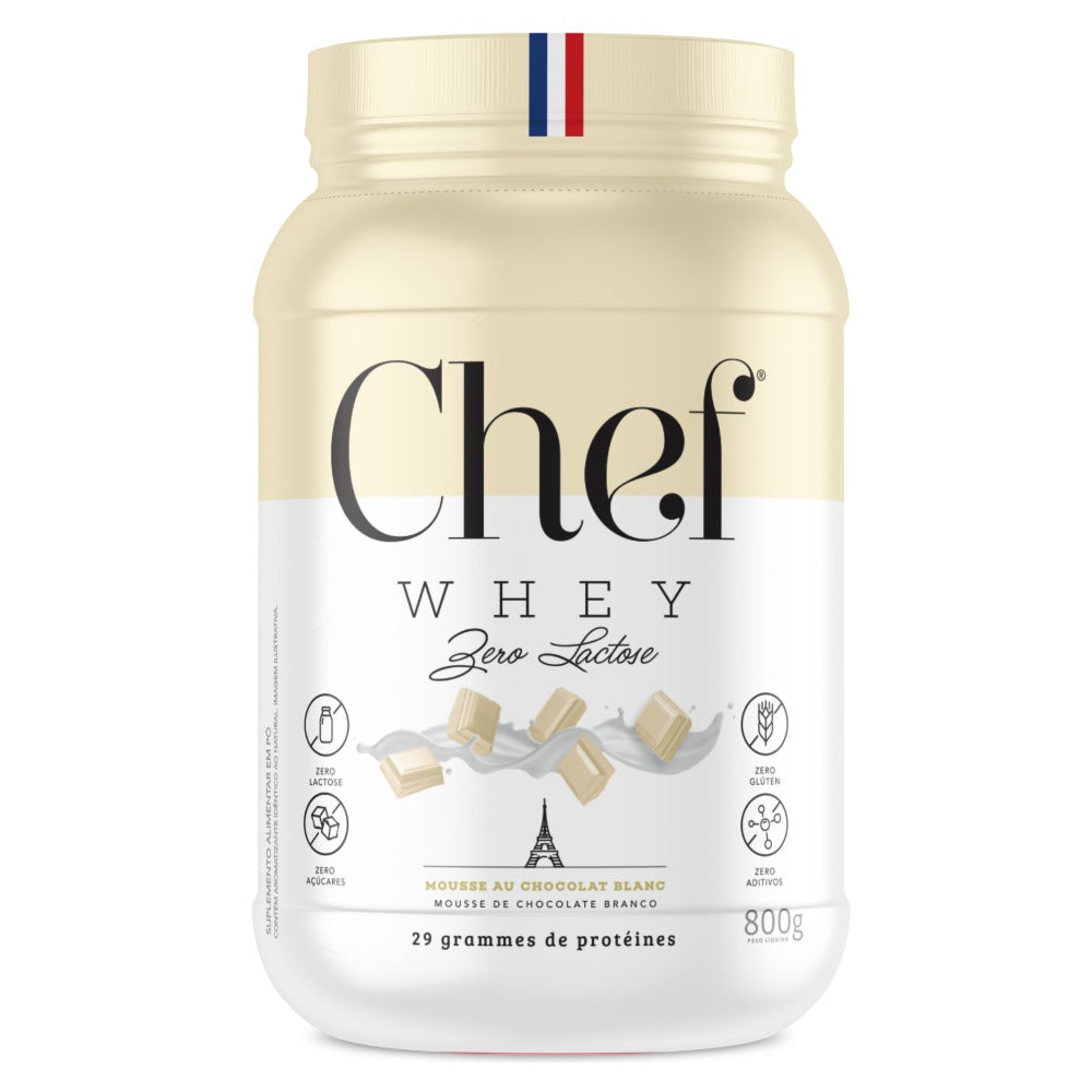 Chef Whey Zero Lactose 800g - Mousse au Chocolat Blanc (Mousse de Chocolate Branco)