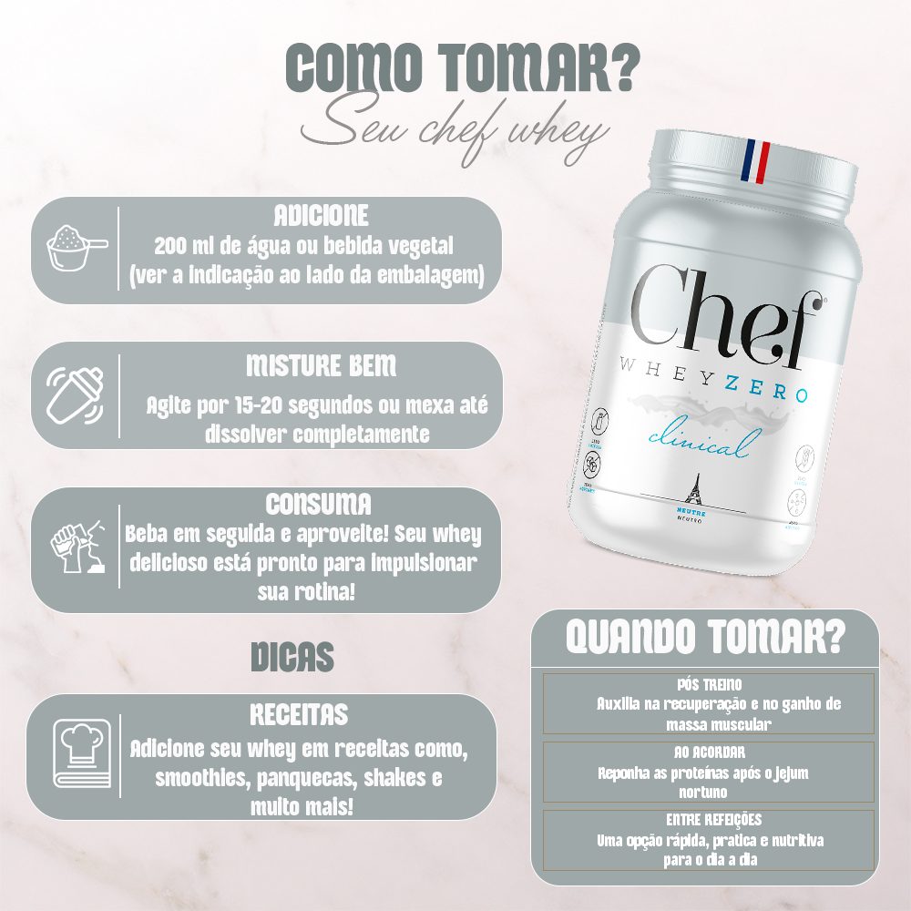 Chef Whey Zero Lactose 800g - Mousse au Chocolat Blanc (Mousse de Chocolate Branco)