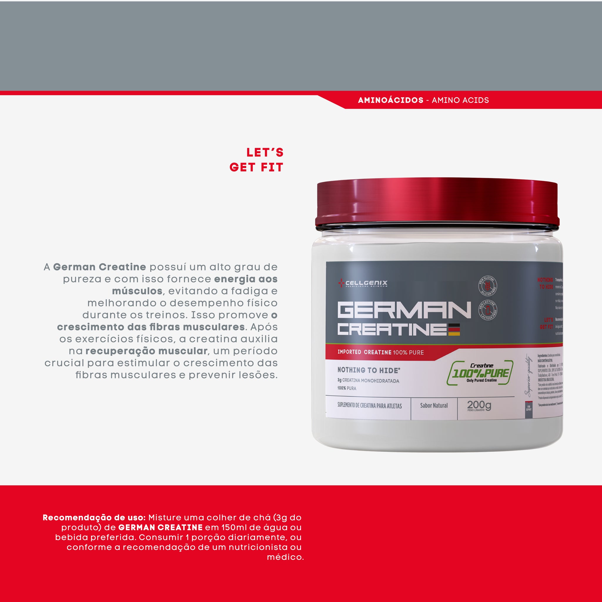 German Creatine® 200g - O Padrão Ouro em Pureza