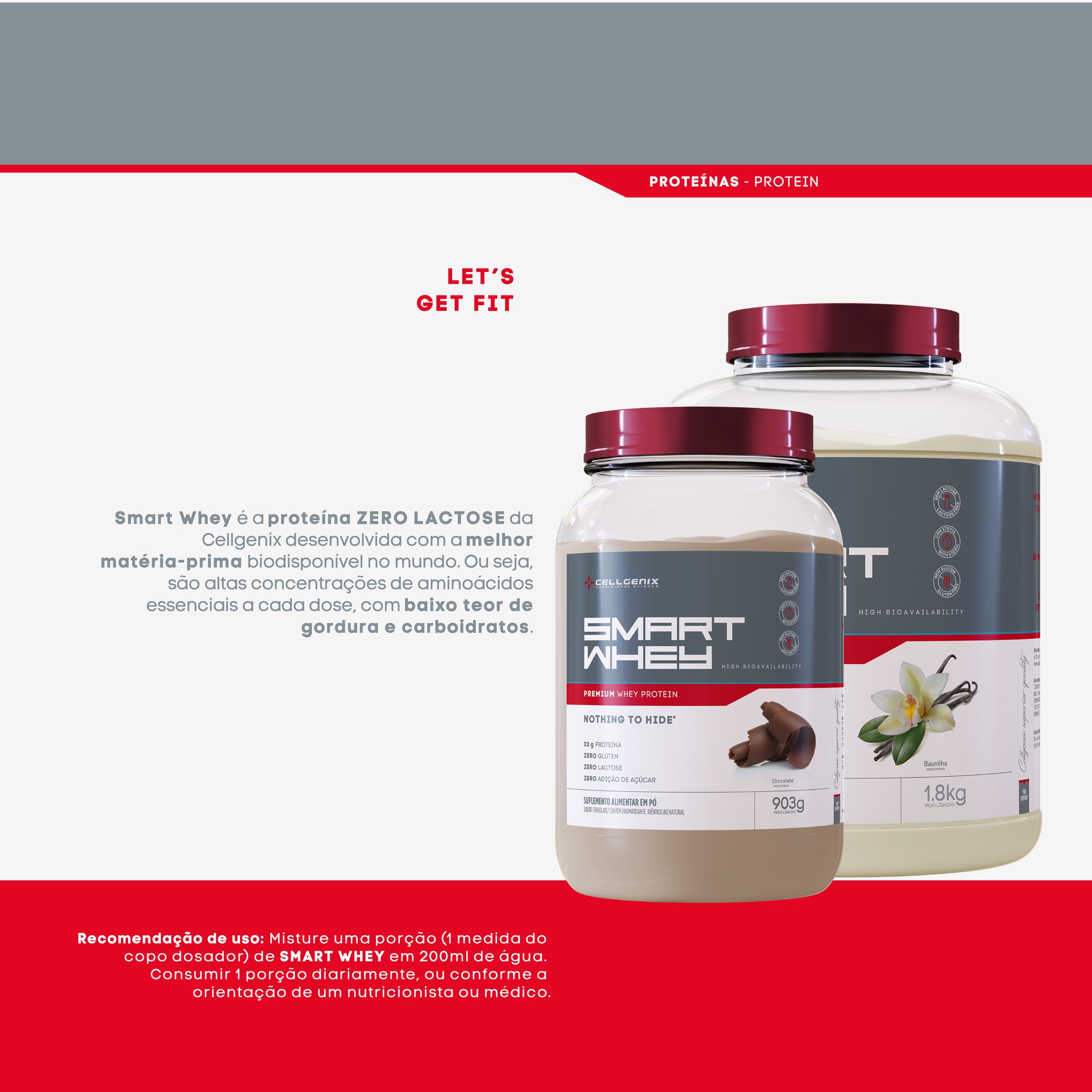 Smart Whey Zero Lactose 1.8kg Baunilha | Compre Online