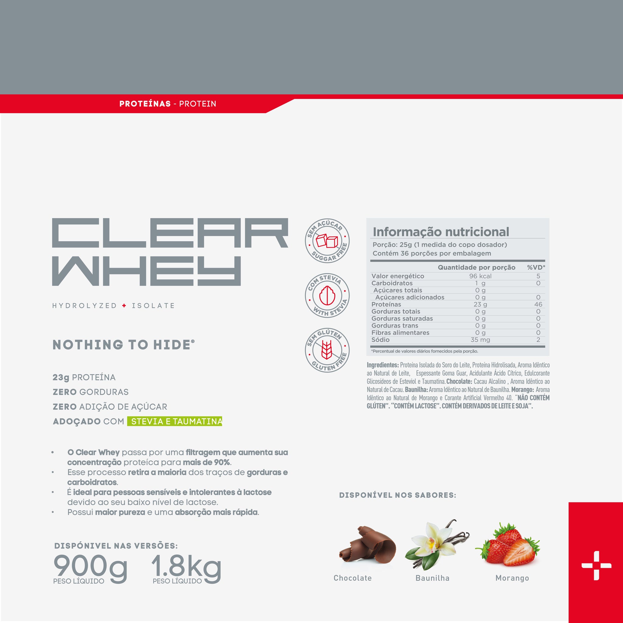 Clear Whey Isolado e Hidrolisado 1.8kg - Chocolate | Leve e Surpreendente