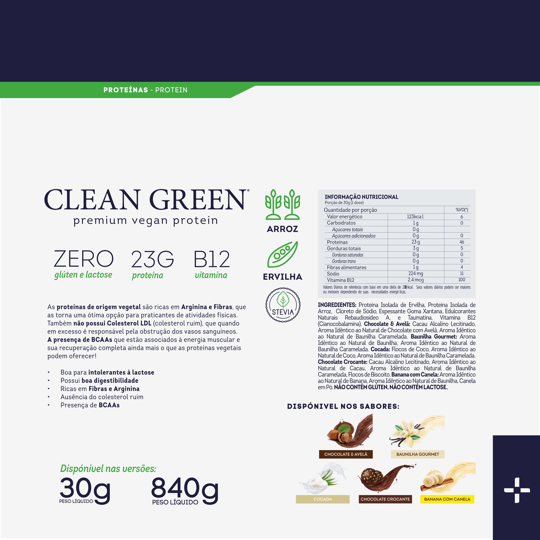 Clean Green Proteína Vegana 30g Dose Única - Baunilha Gourmet
