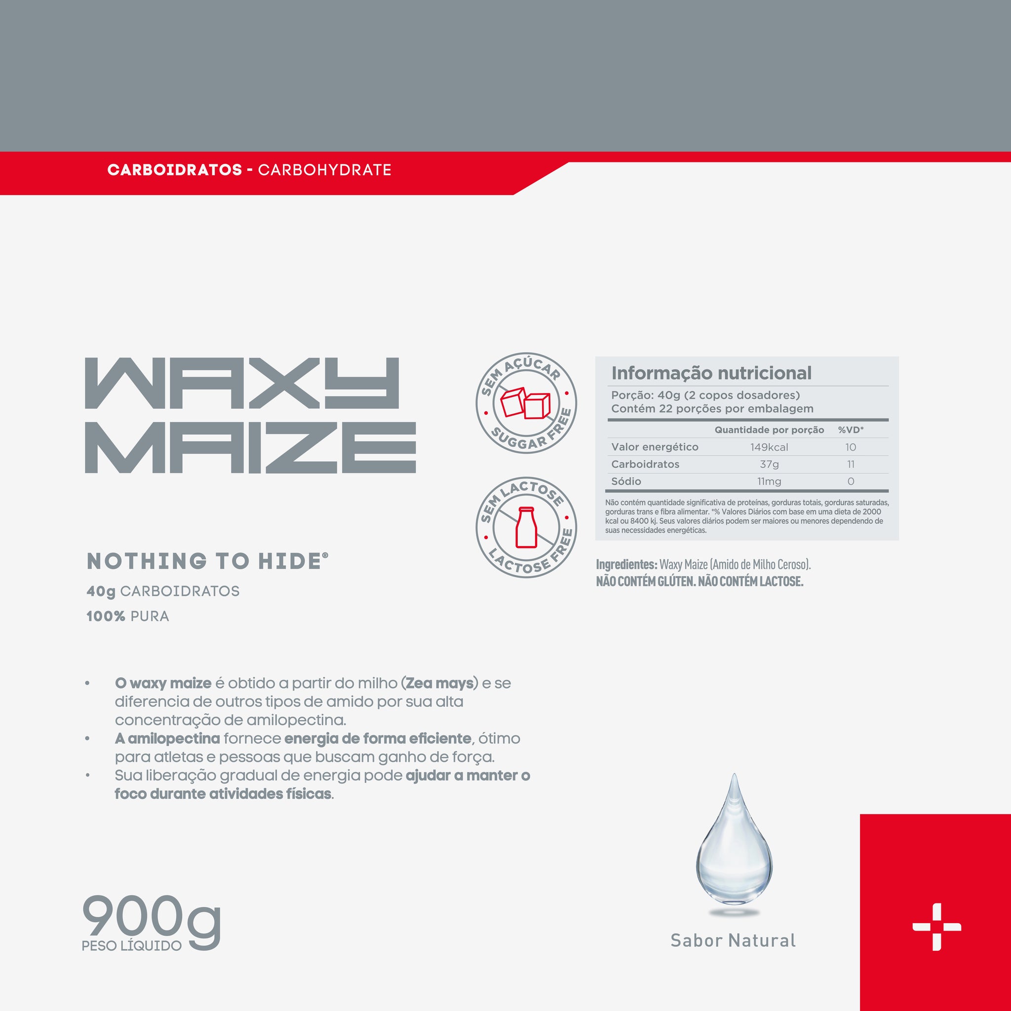 Waxy Maize 900g - Carboidrato de Rápida Absorção Sem Açúcar