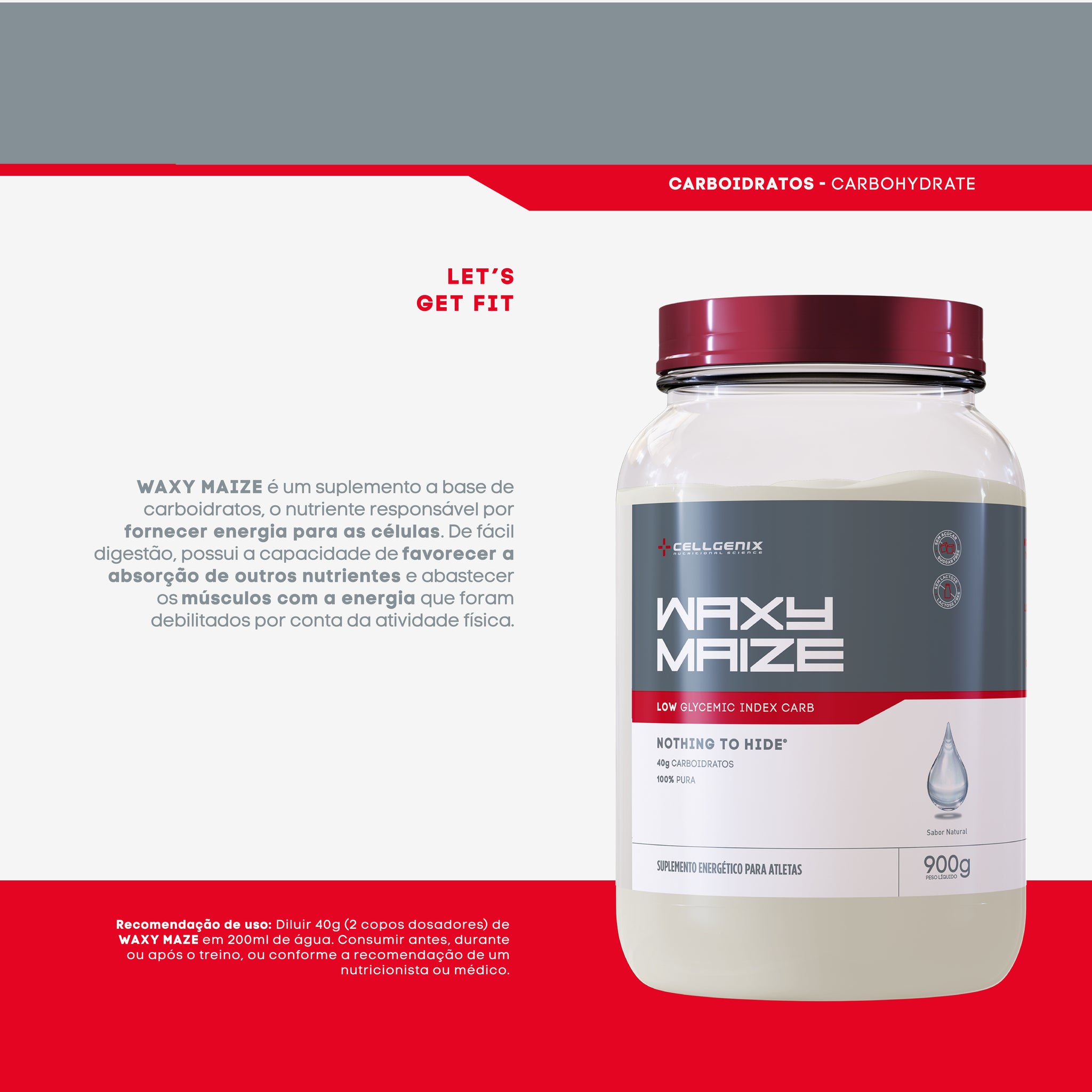 Waxy Maize 900g - Carboidrato de Rápida Absorção Sem Açúcar