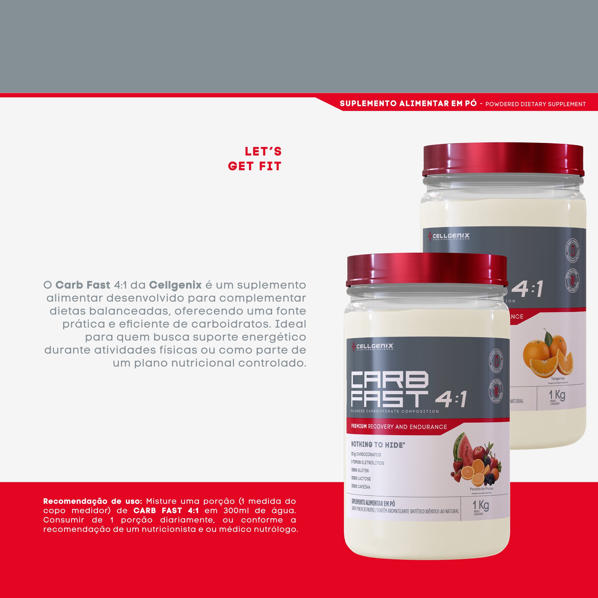 Carb Fast 4:1 1kg - Tangerina | Recuperação Completa Pós-Treino