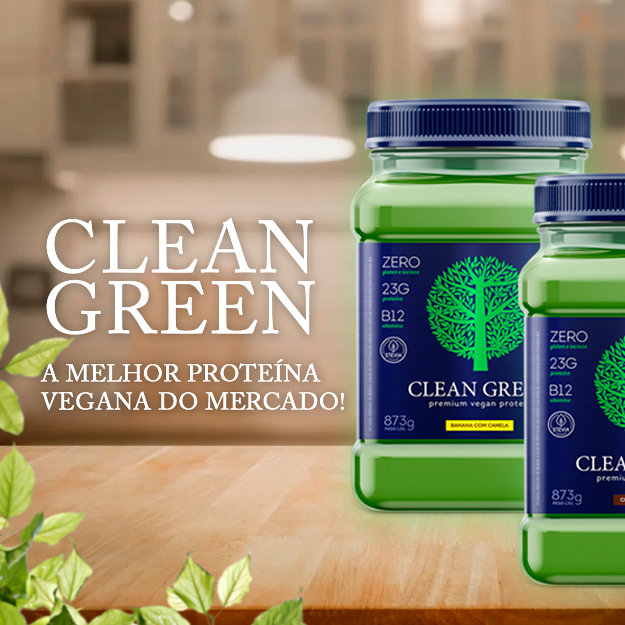 Clean Green Proteína Vegana 840g - Banana com Canela