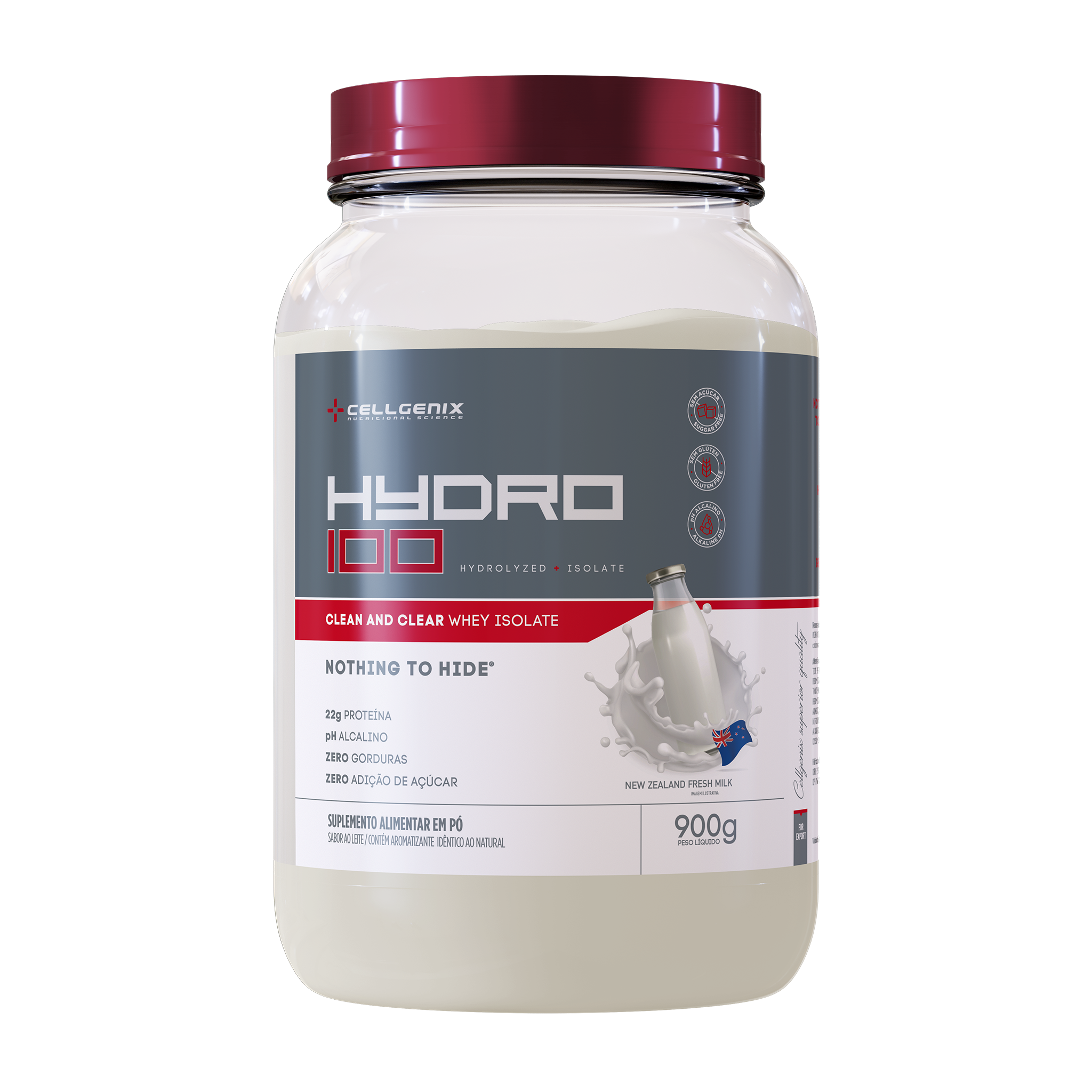 Pote de 900g do Hydro 100 Whey Hidrolisado sabor American Cookies and Cream da Cellgenix