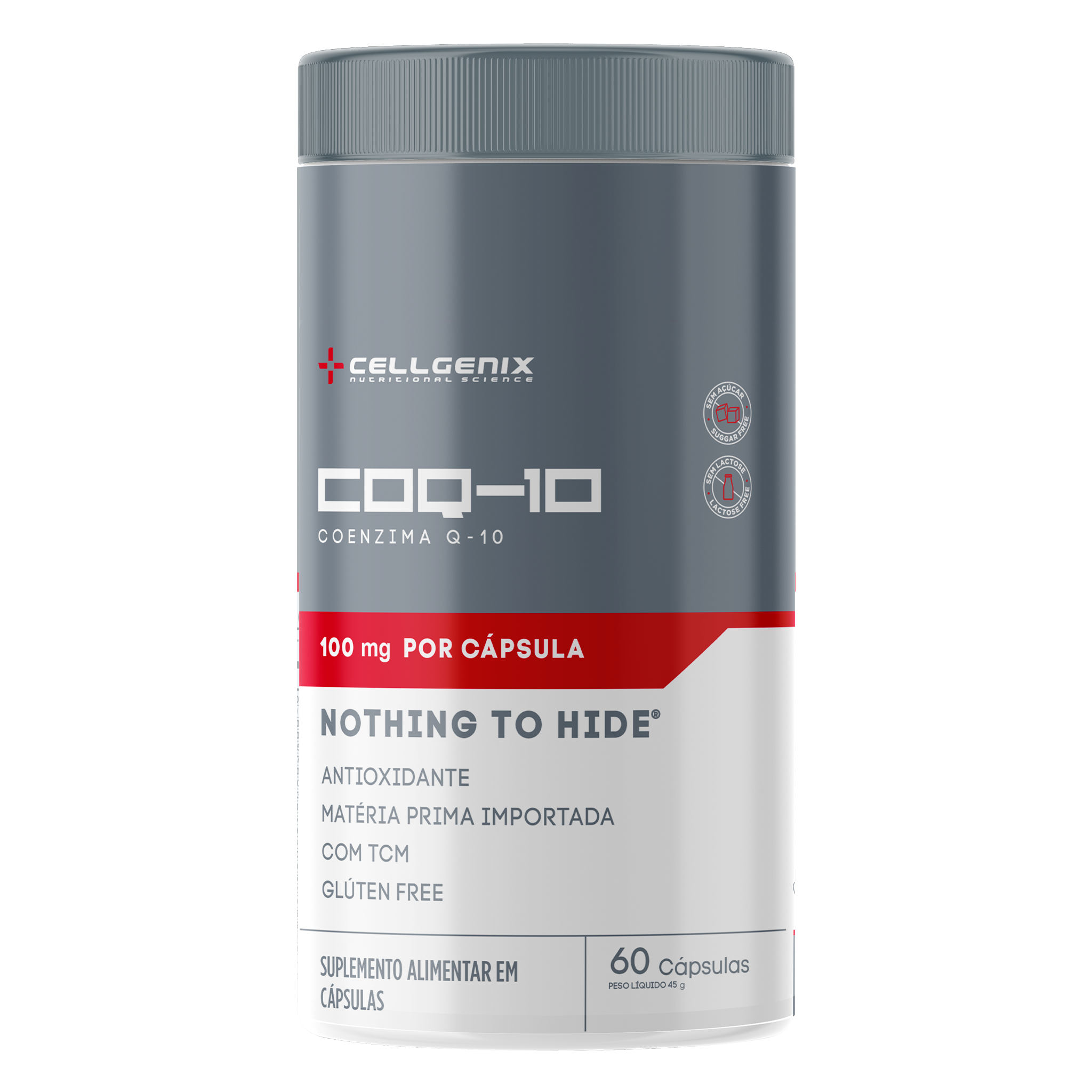 Pote de Coenzima Q10 100mg com 60 cápsulas da Cellgenix