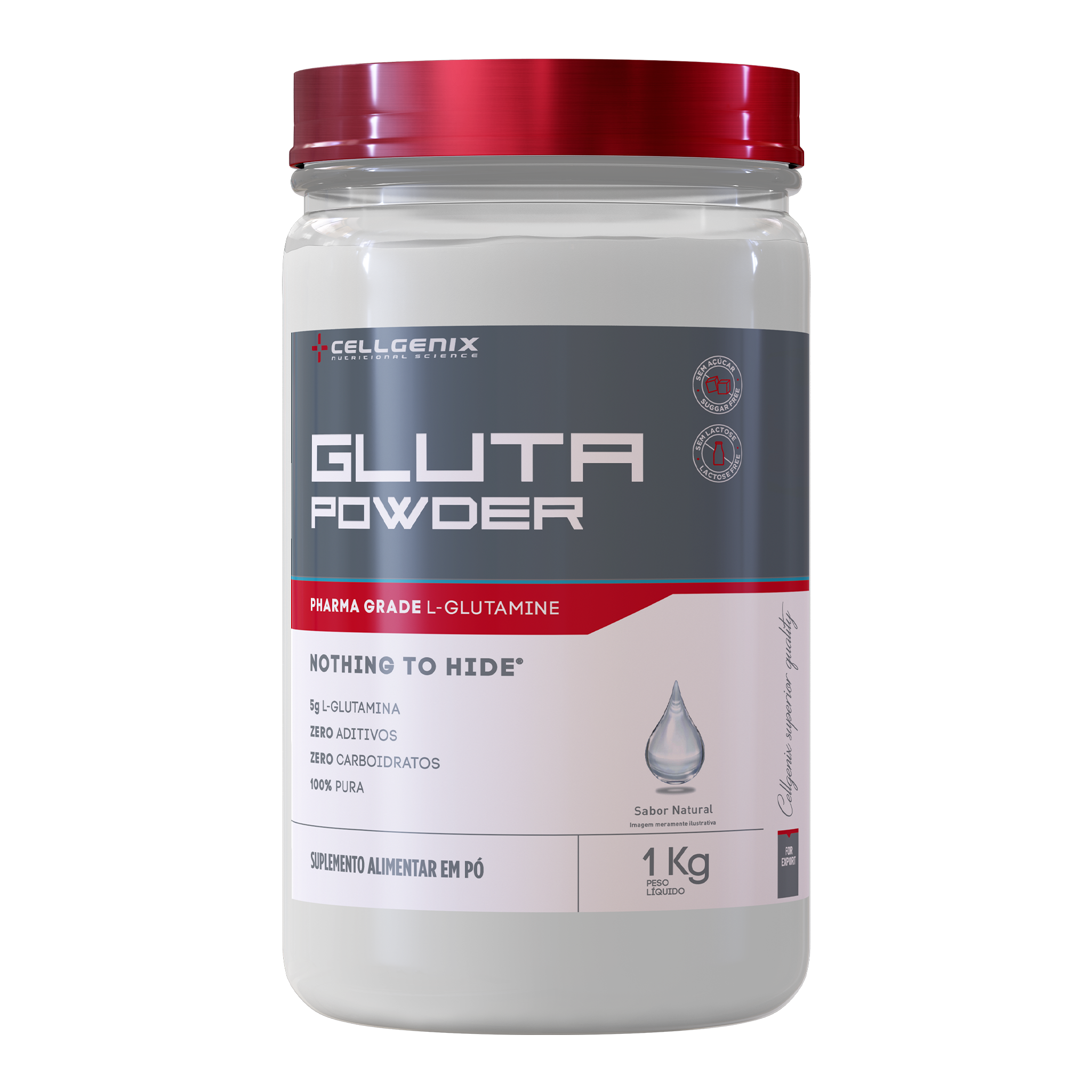 Pote de L-Glutamina Pura de 1kg da Cellgenix