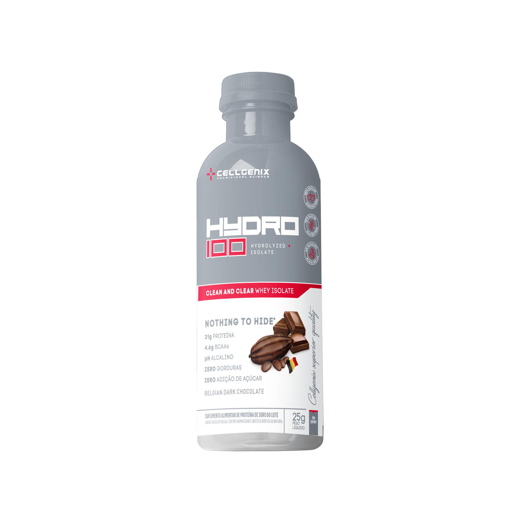 Sachê da Dose Única do Hydro 100 Whey Hidrolisado sabor Chocolate Belga