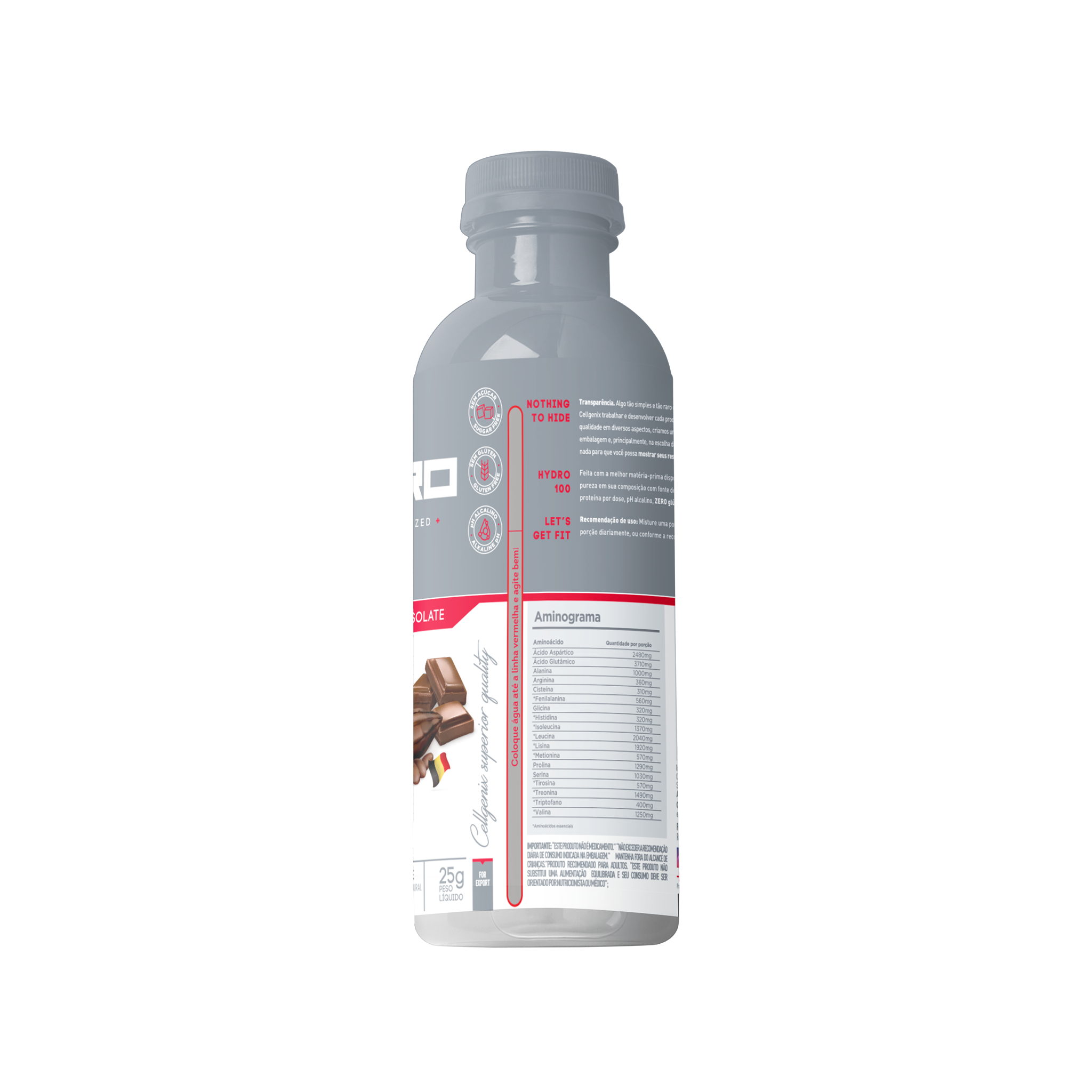 Sachê da Dose Única do Hydro 100 Whey Hidrolisado sabor Chocolate Belga tabela nutricional