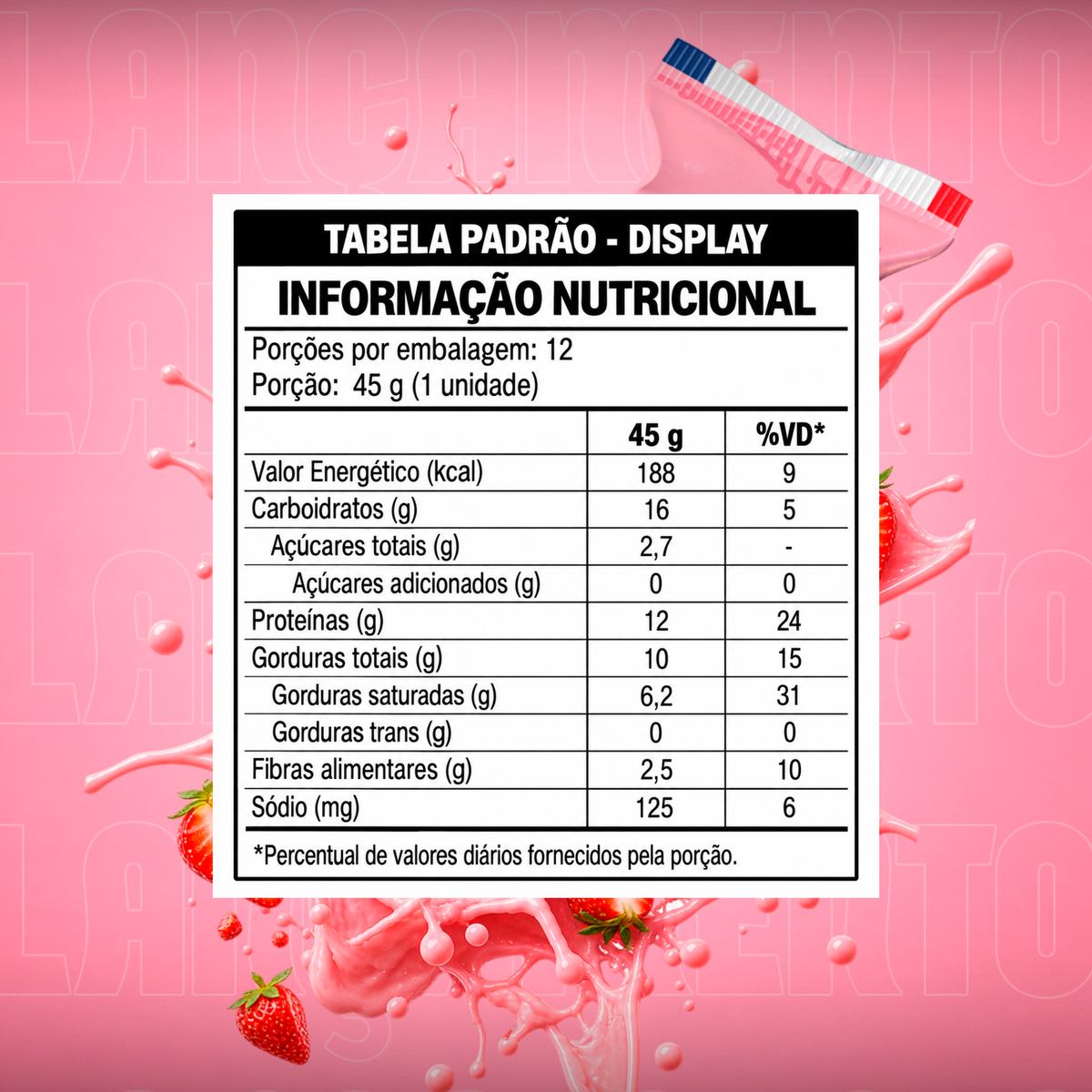 DISPLAY CHEF WHEY BAR MORANGO 12 UNIDADES (NOVA VERSÃO)