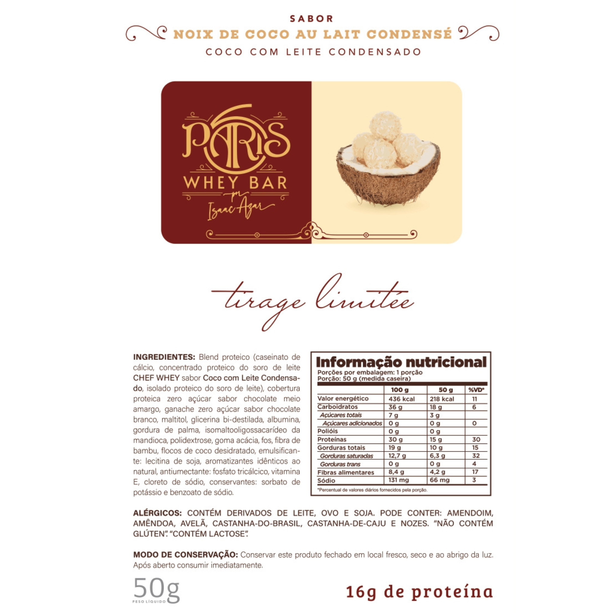 Tabela nutricional da barra