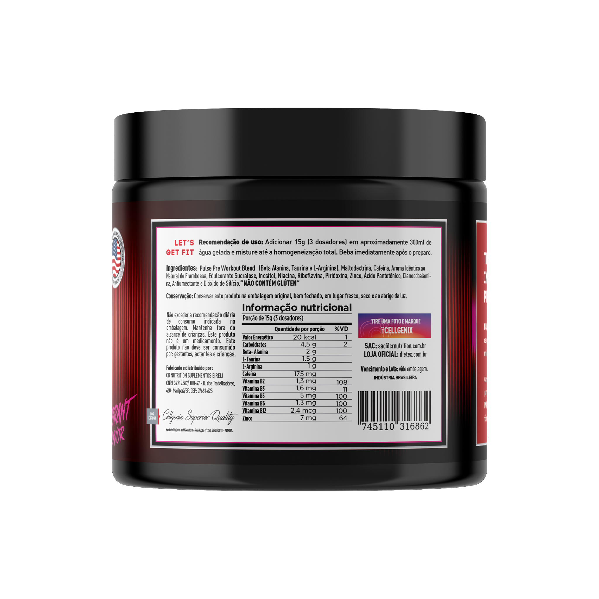 verso Pré-Treino Pulse 300g - Vibrant Flavor | Explosão de Sabor e Energia